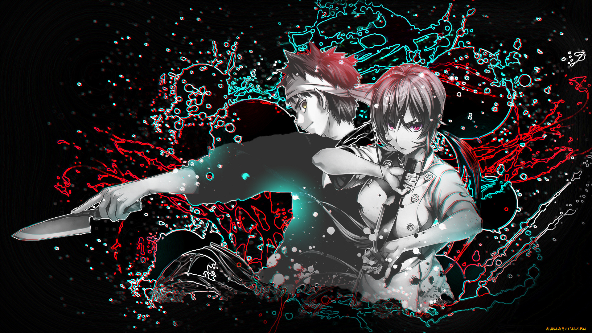 аниме, shokugeki, no, soma, двое