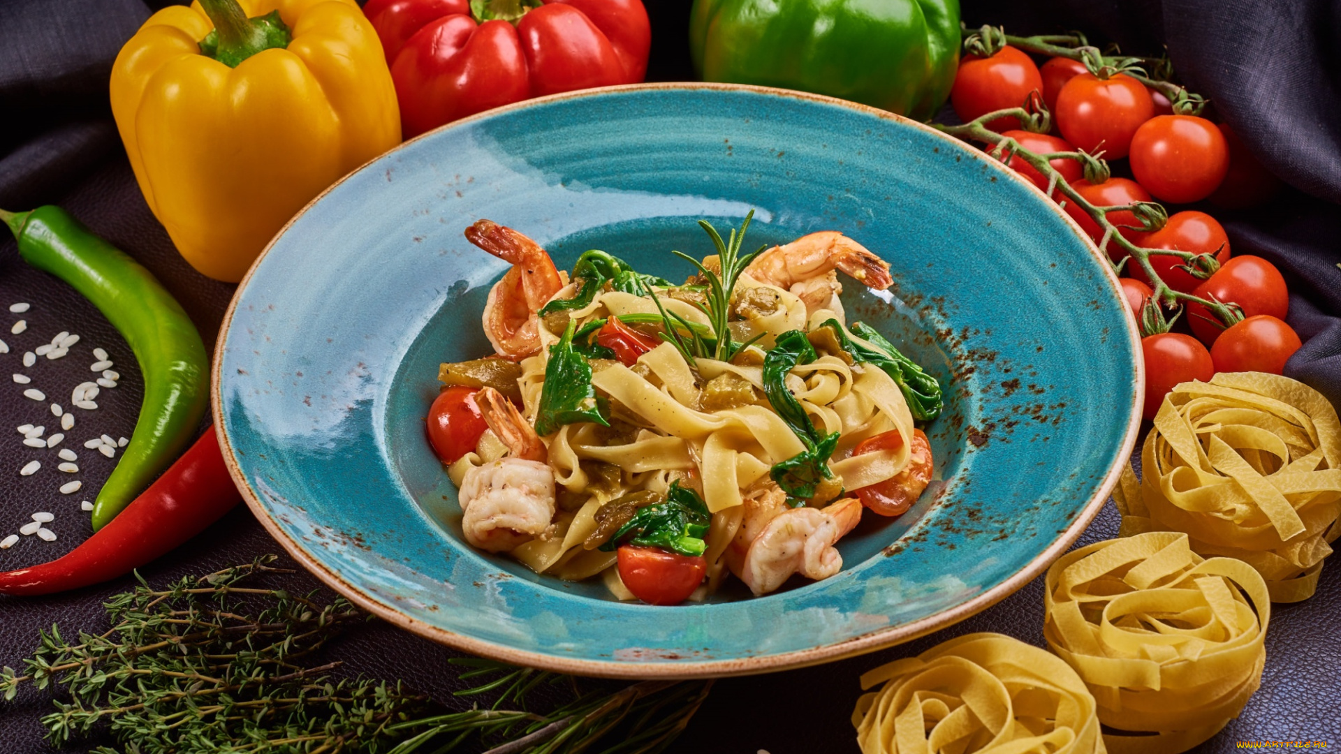 еда, макаронные, блюда, овощи, помидоры, макароны, паста, перец, томаты