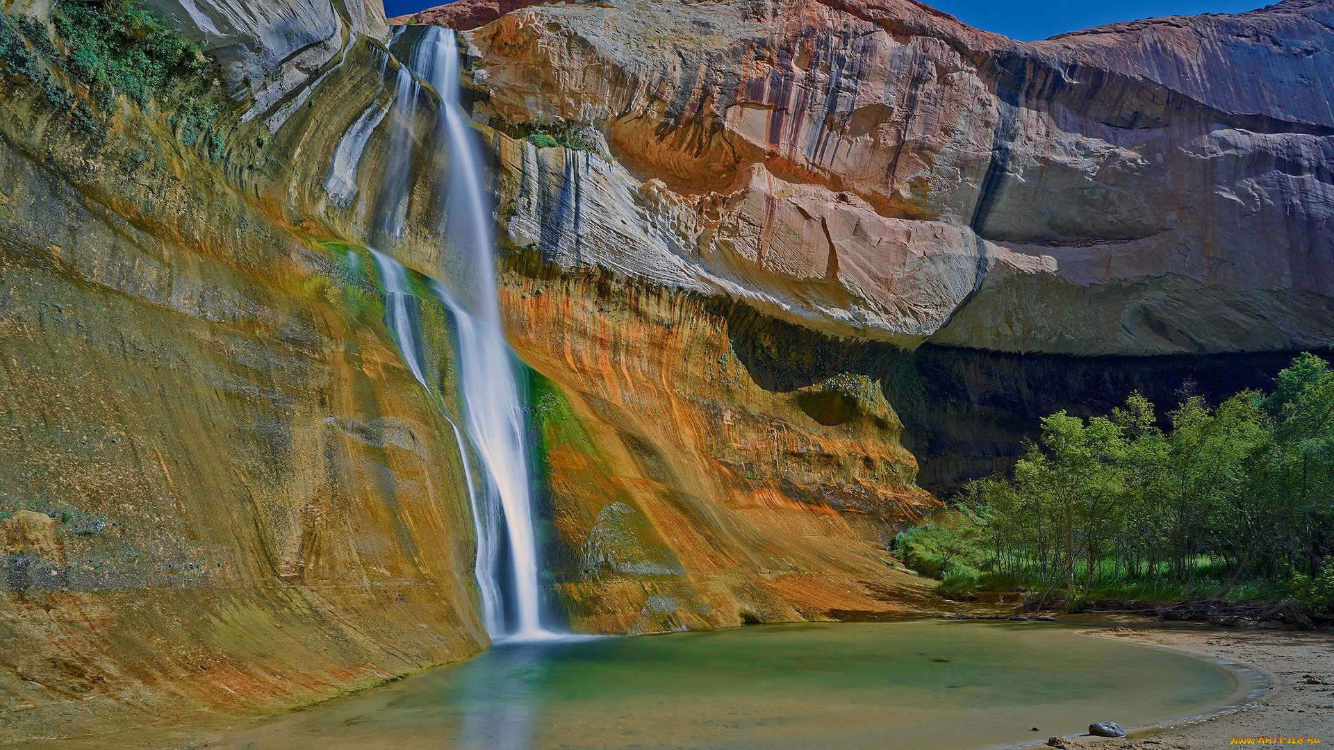 природа, водопады, гранд-лестница, эскаланте, ручей, каньон, утес, река, тельца