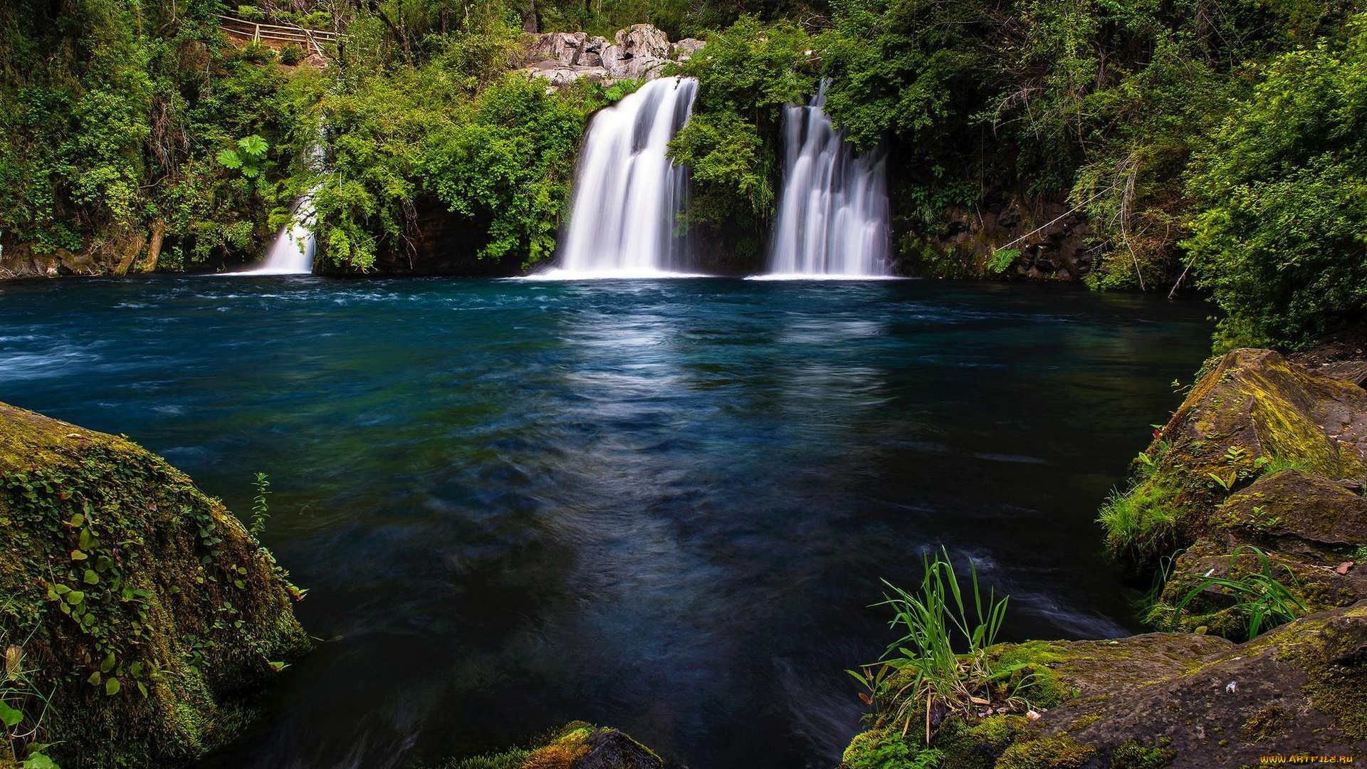 природа, водопады, водопад, водоём, деревья, лес