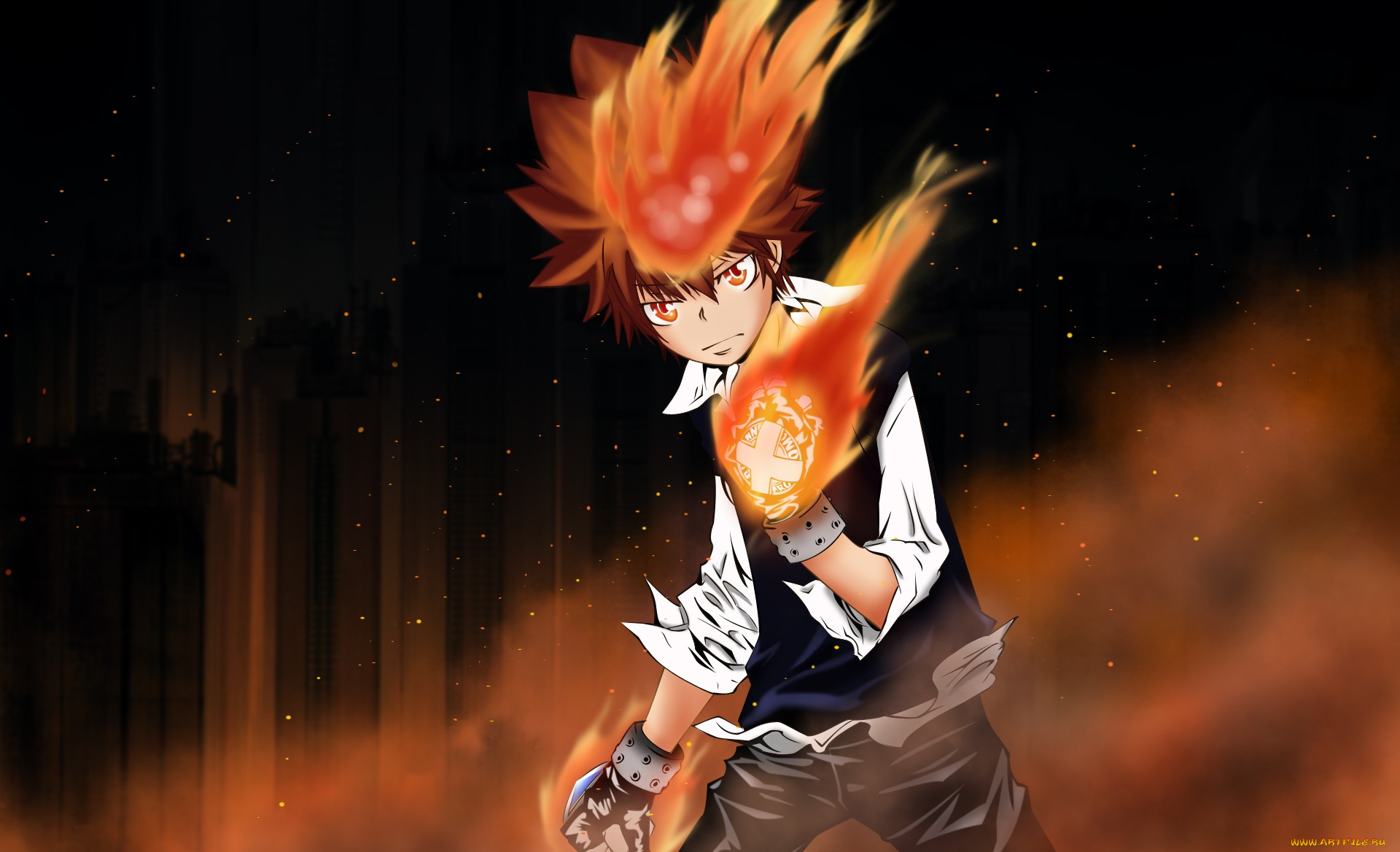 аниме, katekyo, hitman, reborn, учитель, мафиози, реборн