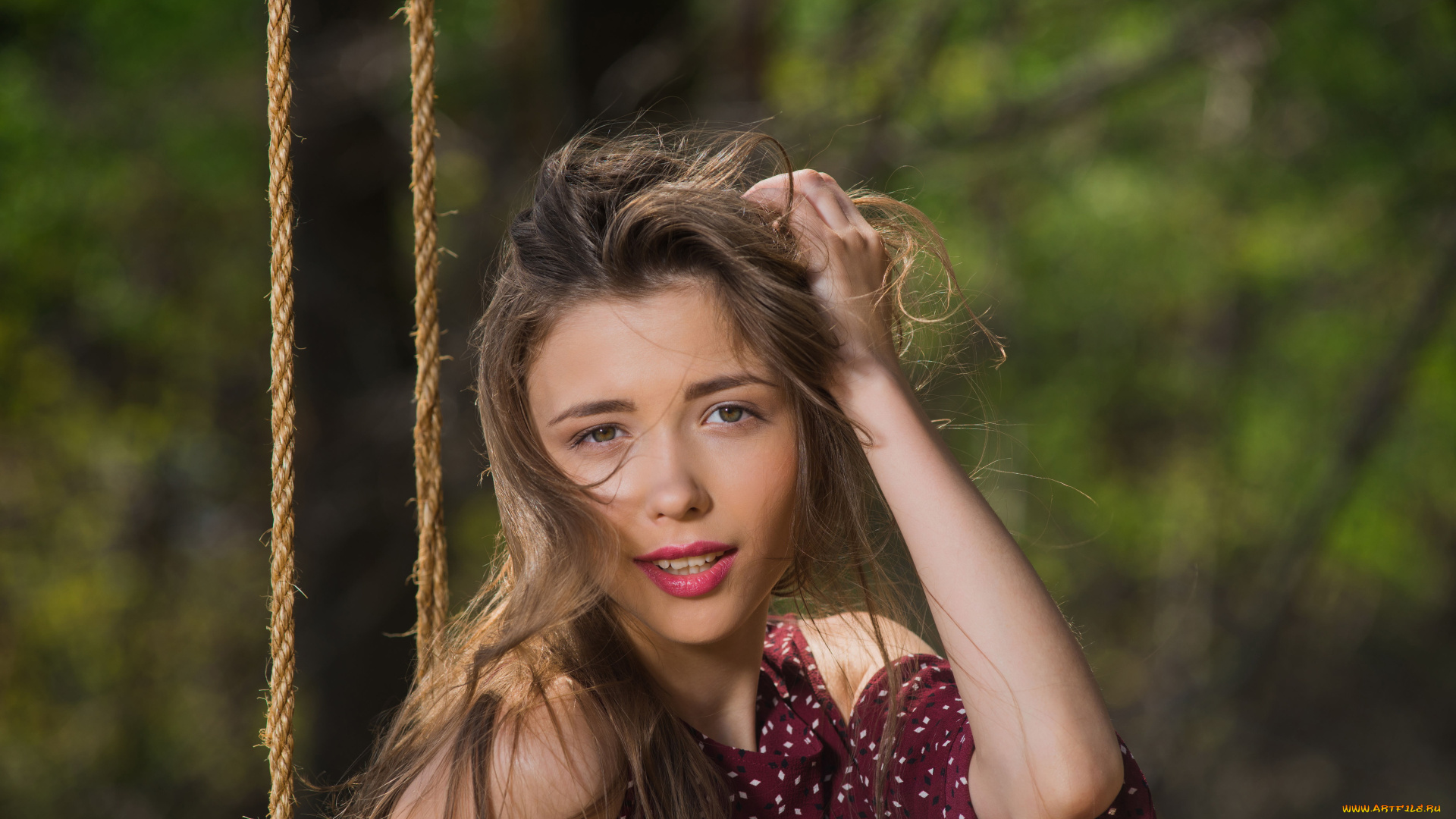 девушки, mila, azul, девушка, взгляд, фон