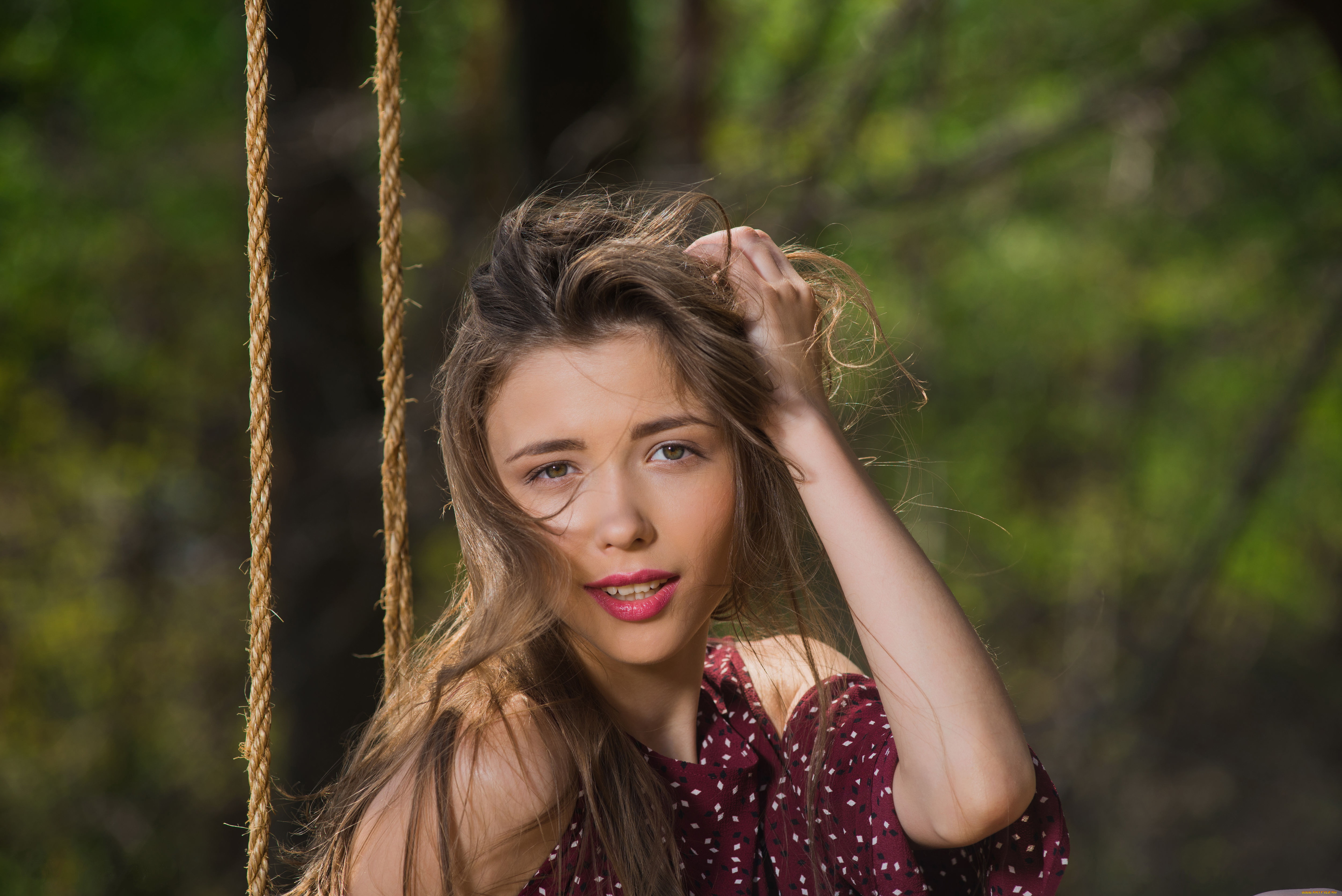 девушки, mila, azul, девушка, взгляд, фон