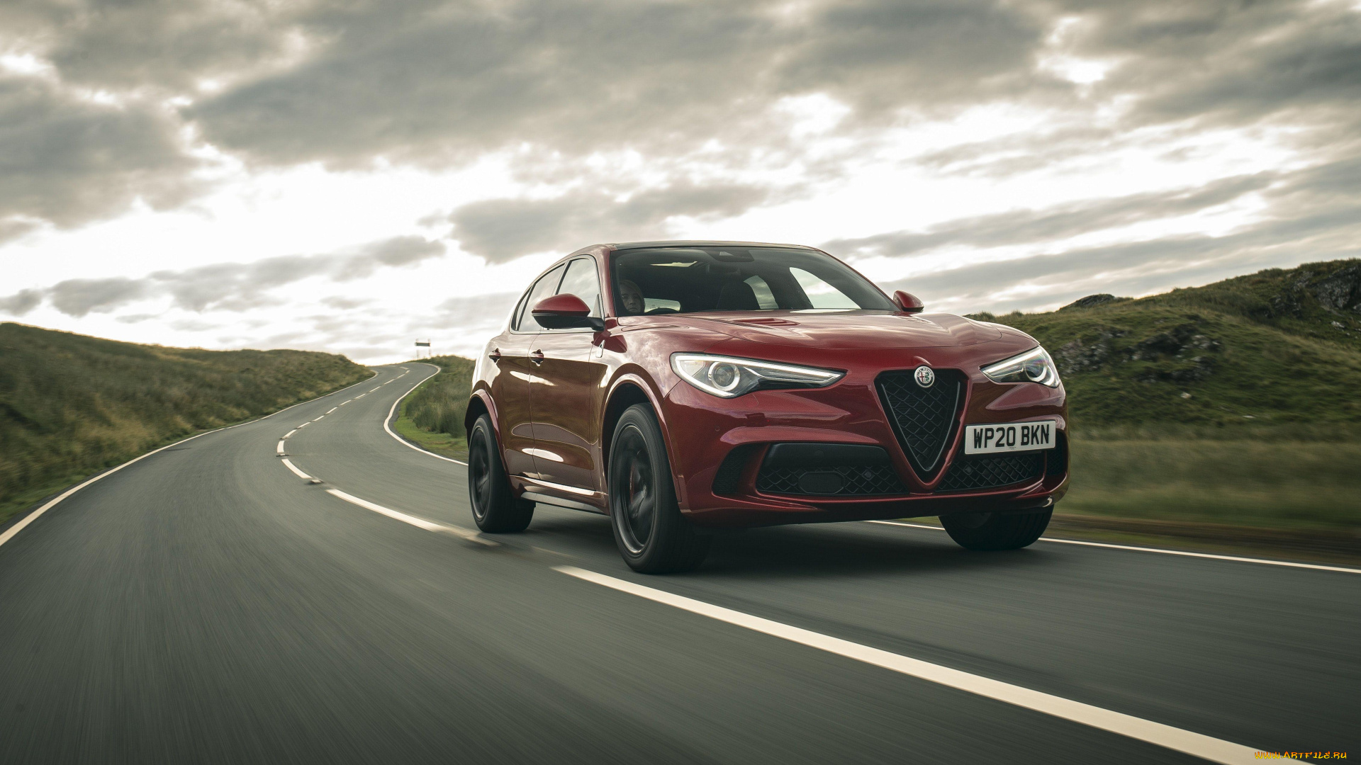 alfa, romeo, stelvio, quadrifoglio, 2020, автомобили, alfa, romeo, трасса, alfa, romeo, stelvio, quadrifoglio, 2020, красный