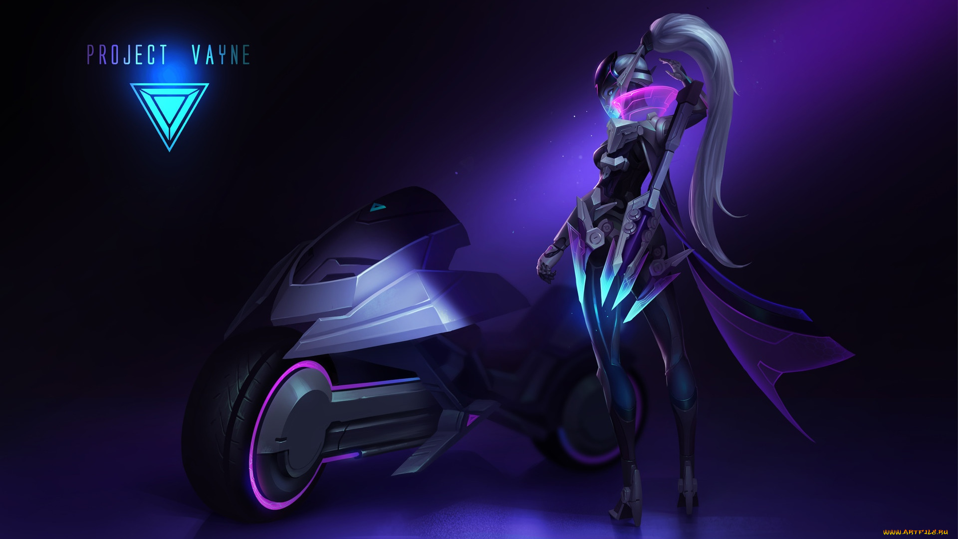 видео, игры, league, of, legends, vayne, мотоцикл, плащ