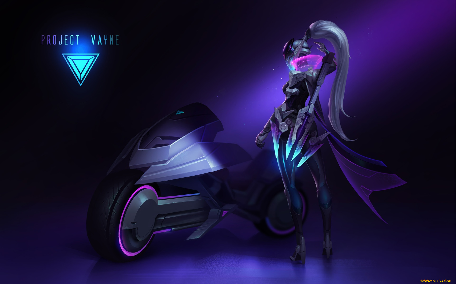 видео, игры, league, of, legends, vayne, мотоцикл, плащ