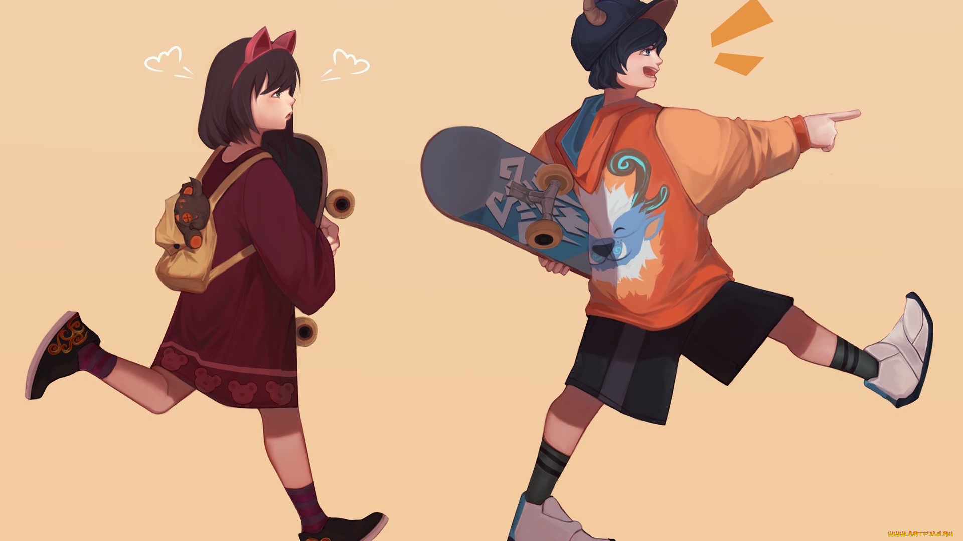 видео, игры, league, of, legends, мальчик, девочка, скейт, nunu, annie