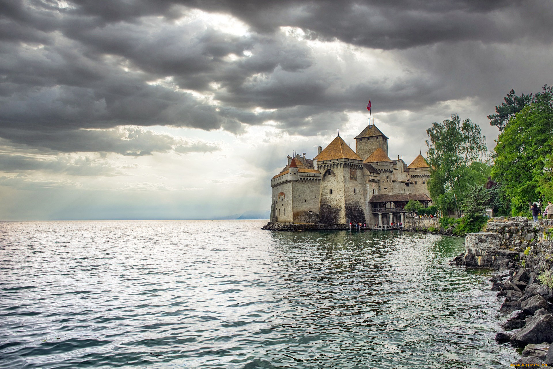 chateau, chillon, города, шильонский, замок, , швейцария, chateau, chillon