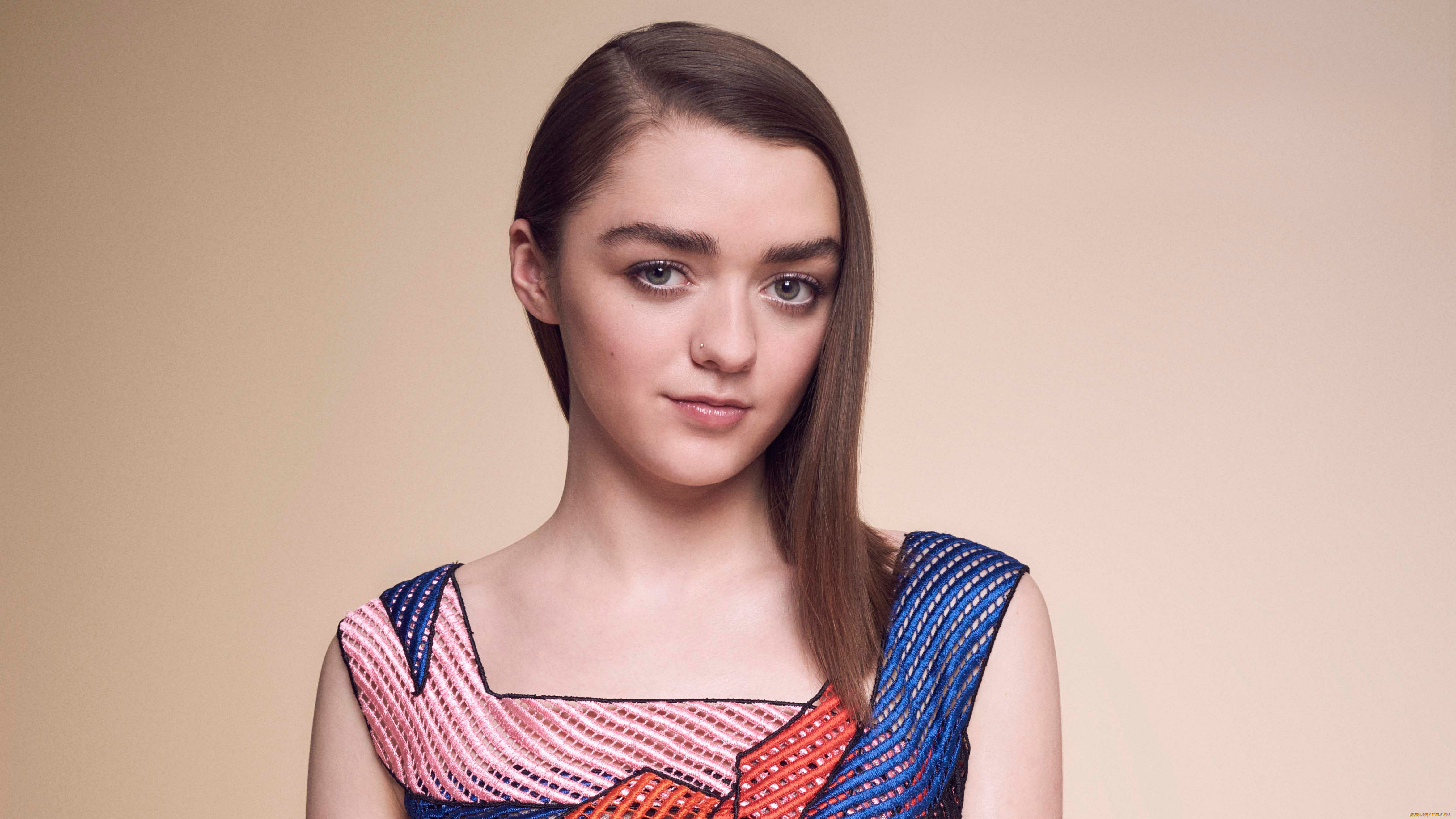 девушки, maisie, williams, шатенка, лицо