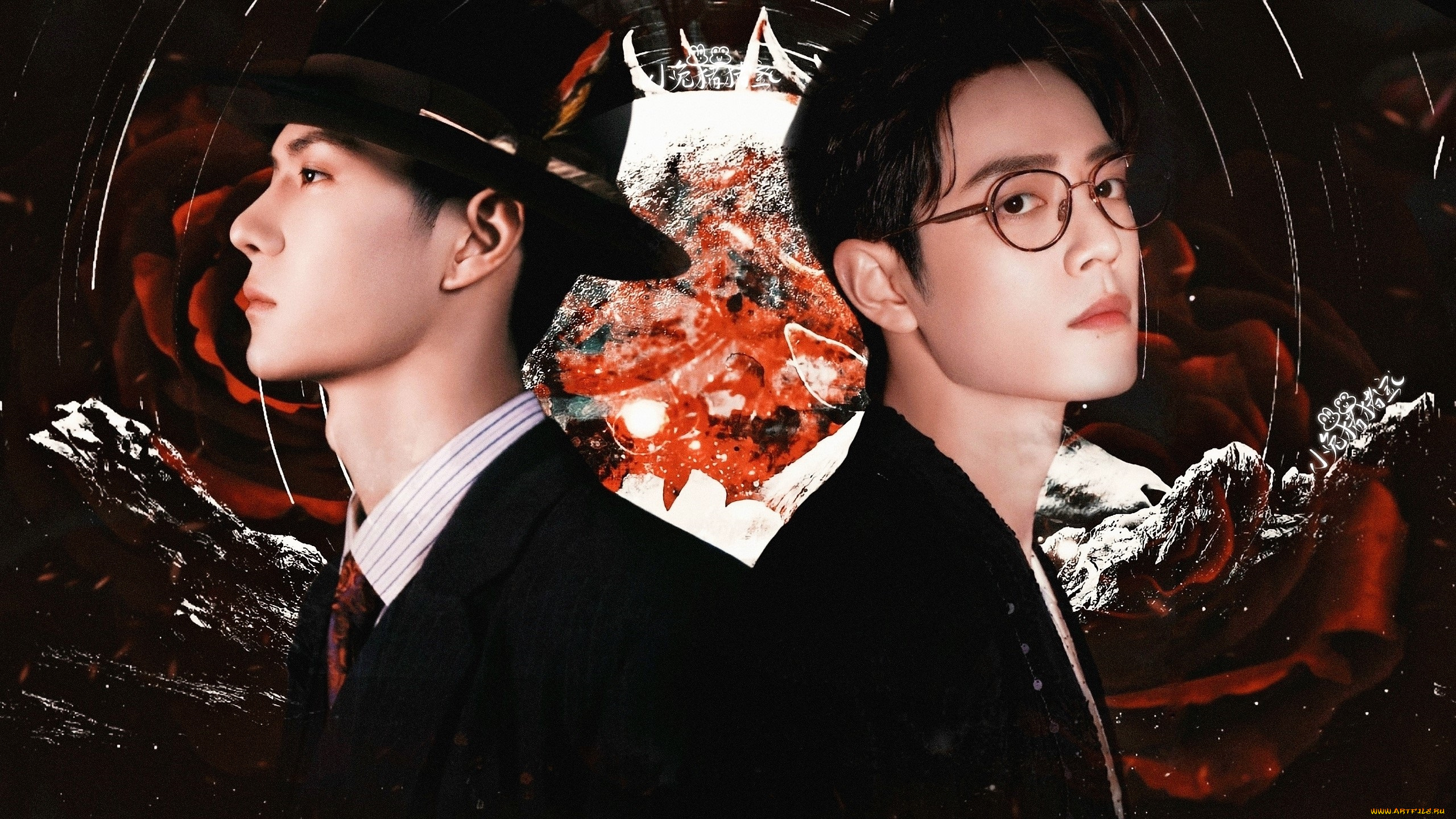 разное, компьютерный, дизайн, сяо, чжань, ван, ибо, шляпа, очки