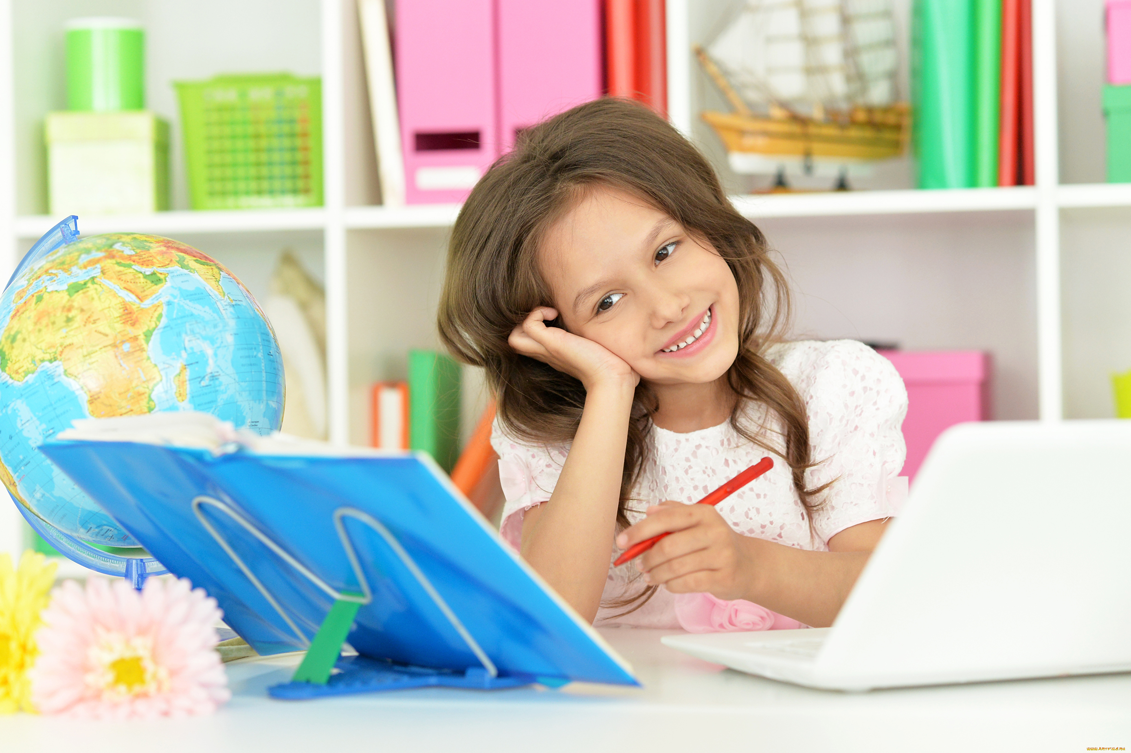 разное, дети, девочка, книга, карандаш