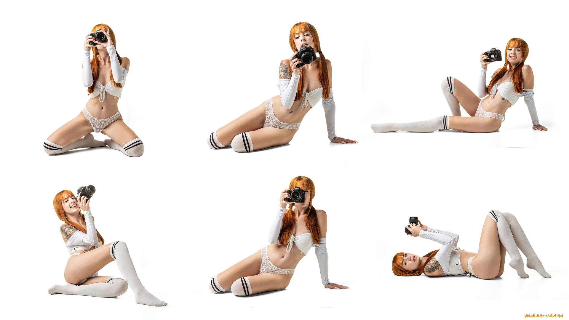 девушки, -, рыжеволосые, и, разноцветные, красивая, девушка