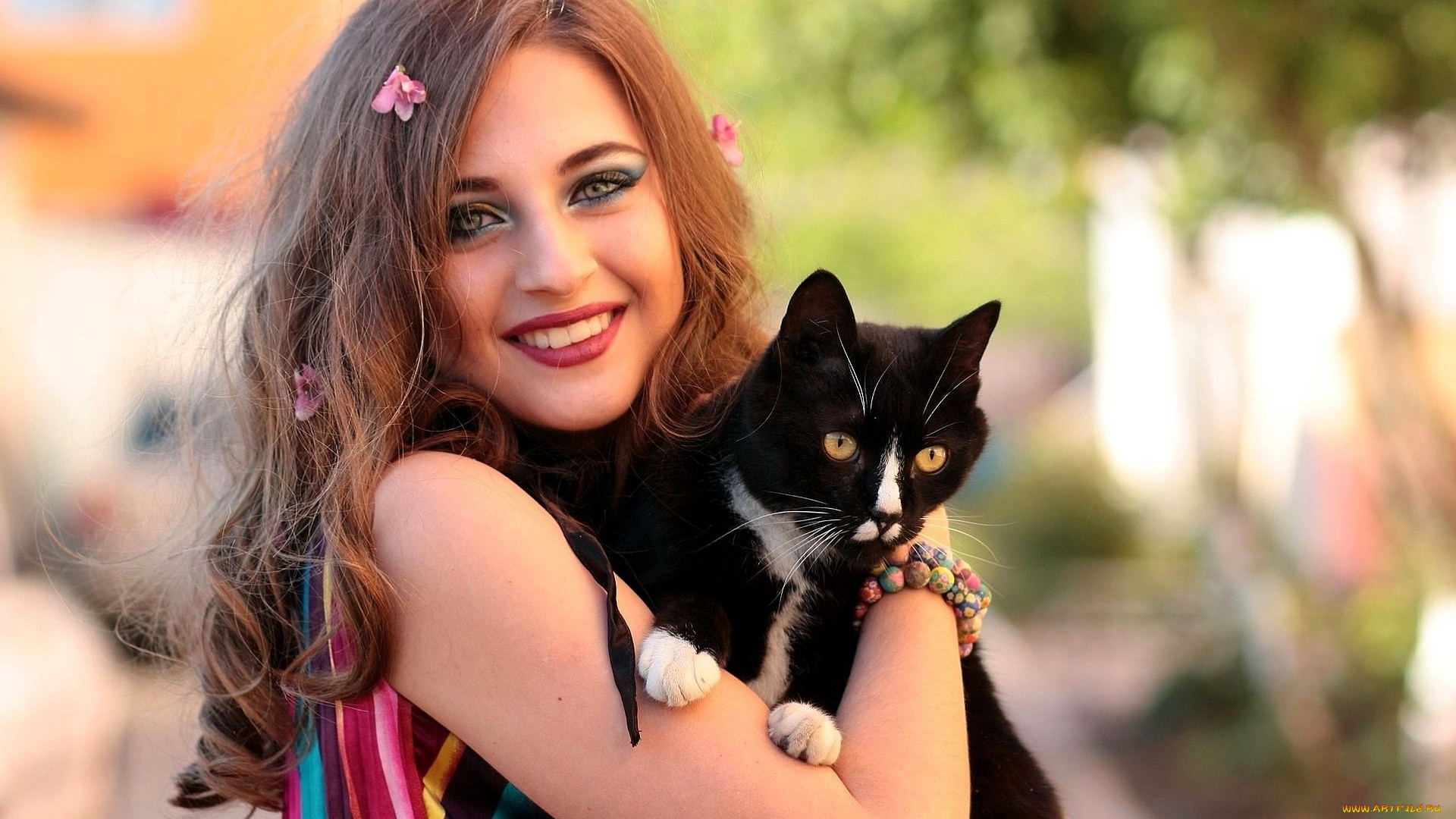 девушки, -, брюнетки, , шатенки, шатенка, лицо, кот, браслет