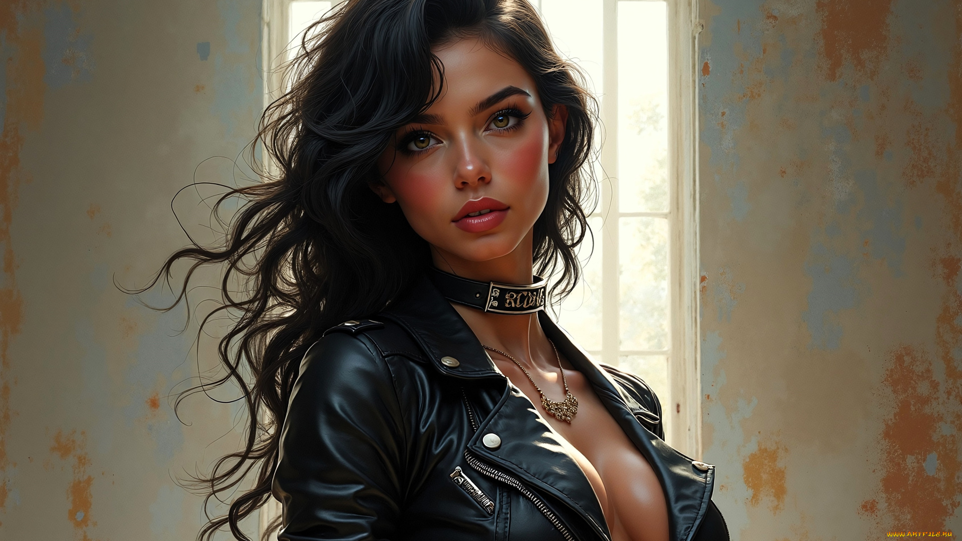 рисованное, люди, девушка, куртка, окно