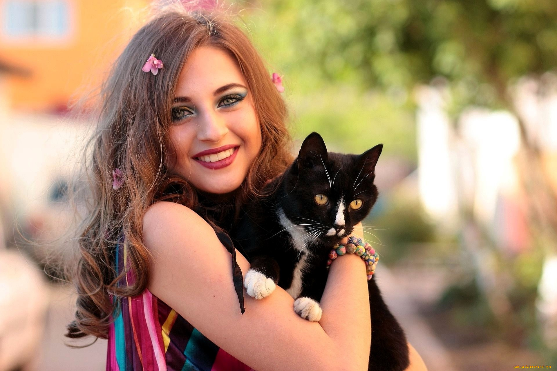 девушки, -, брюнетки, , шатенки, шатенка, лицо, кот, браслет