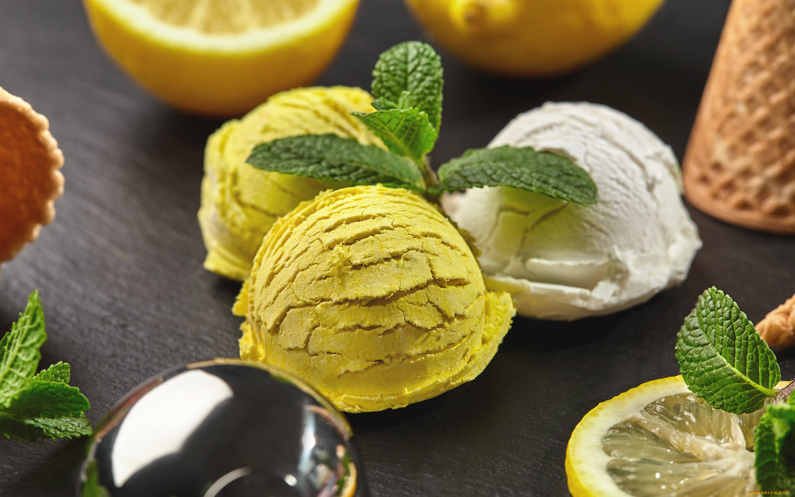 еда, мороженое, , десерты, мята, лимонное, лимон