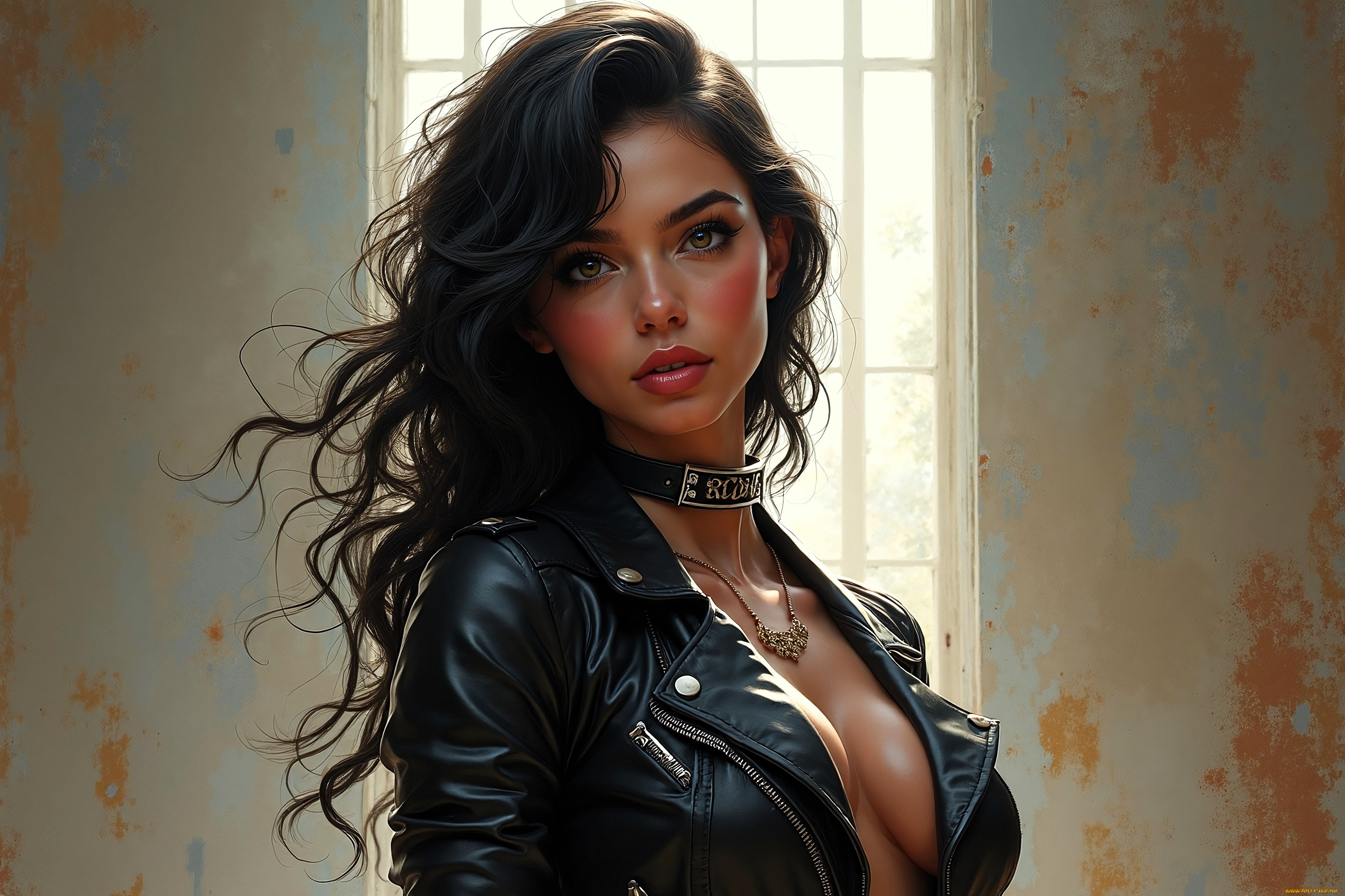 рисованное, люди, девушка, куртка, окно