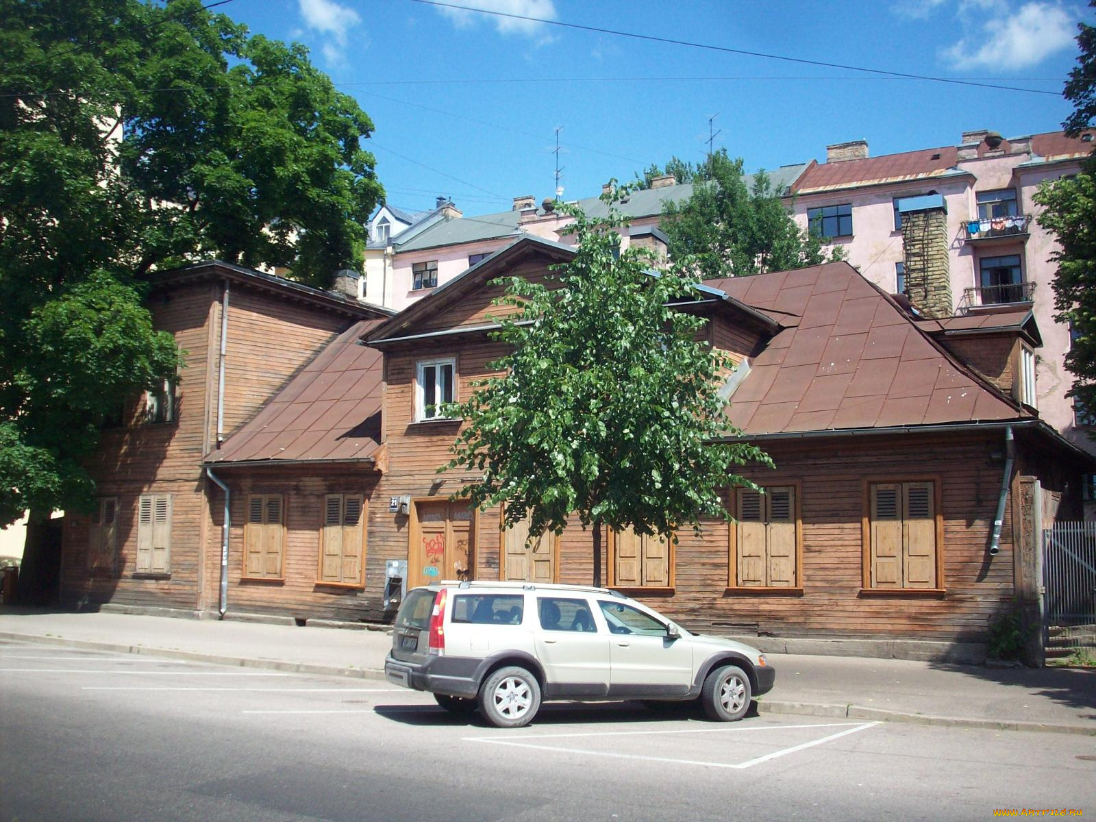 деревянная, рига, города, латвия