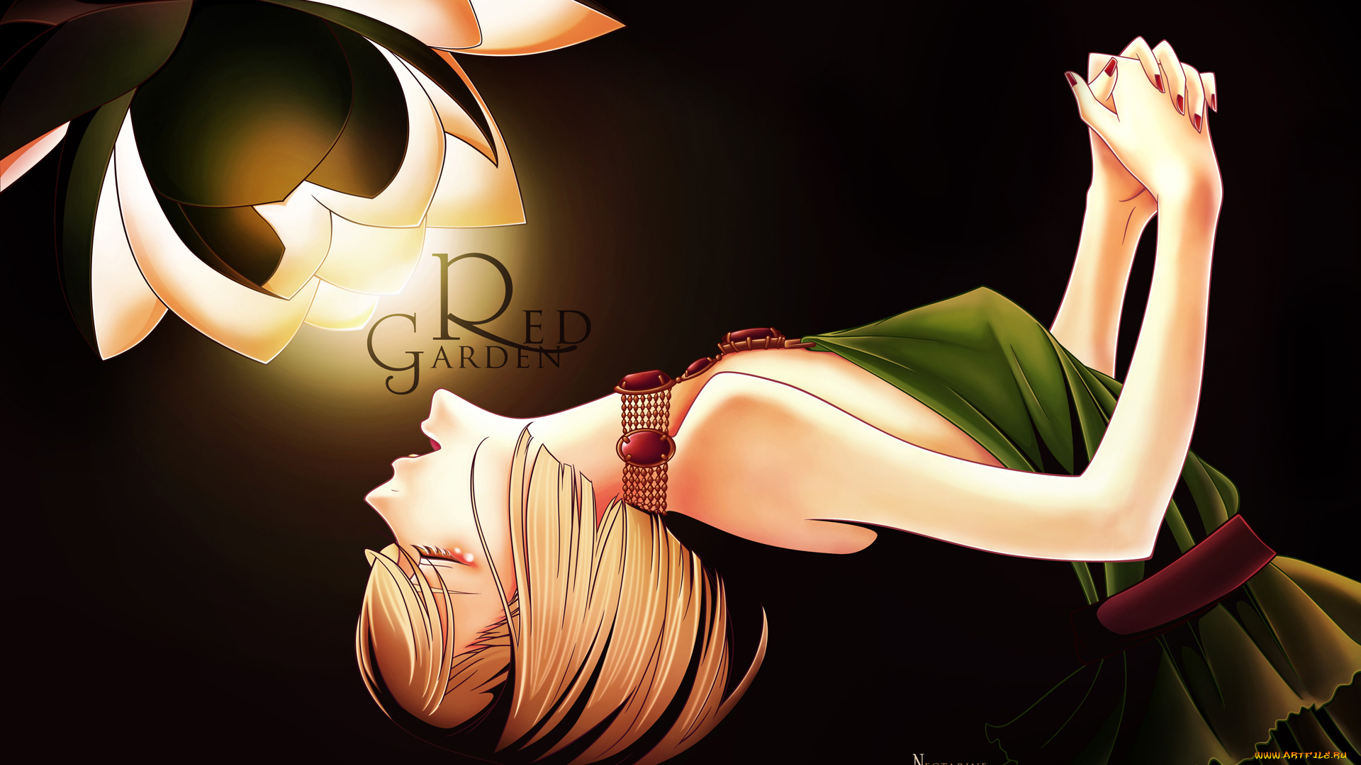 аниме, red, garden