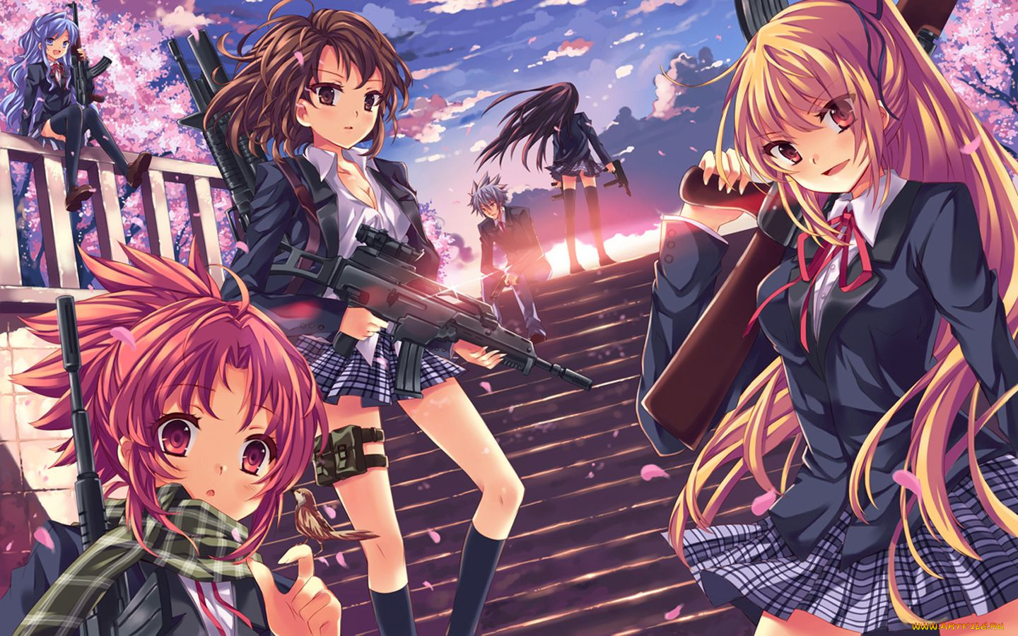 аниме, weapon, blood, technology