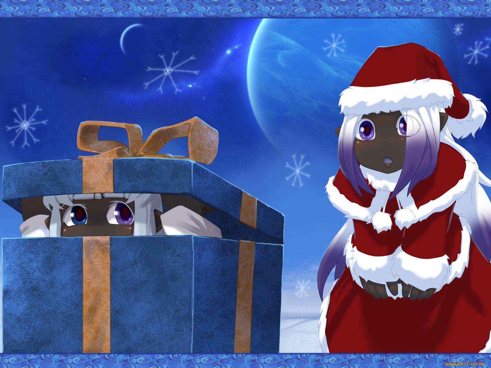 аниме, merry, chrismas, winter