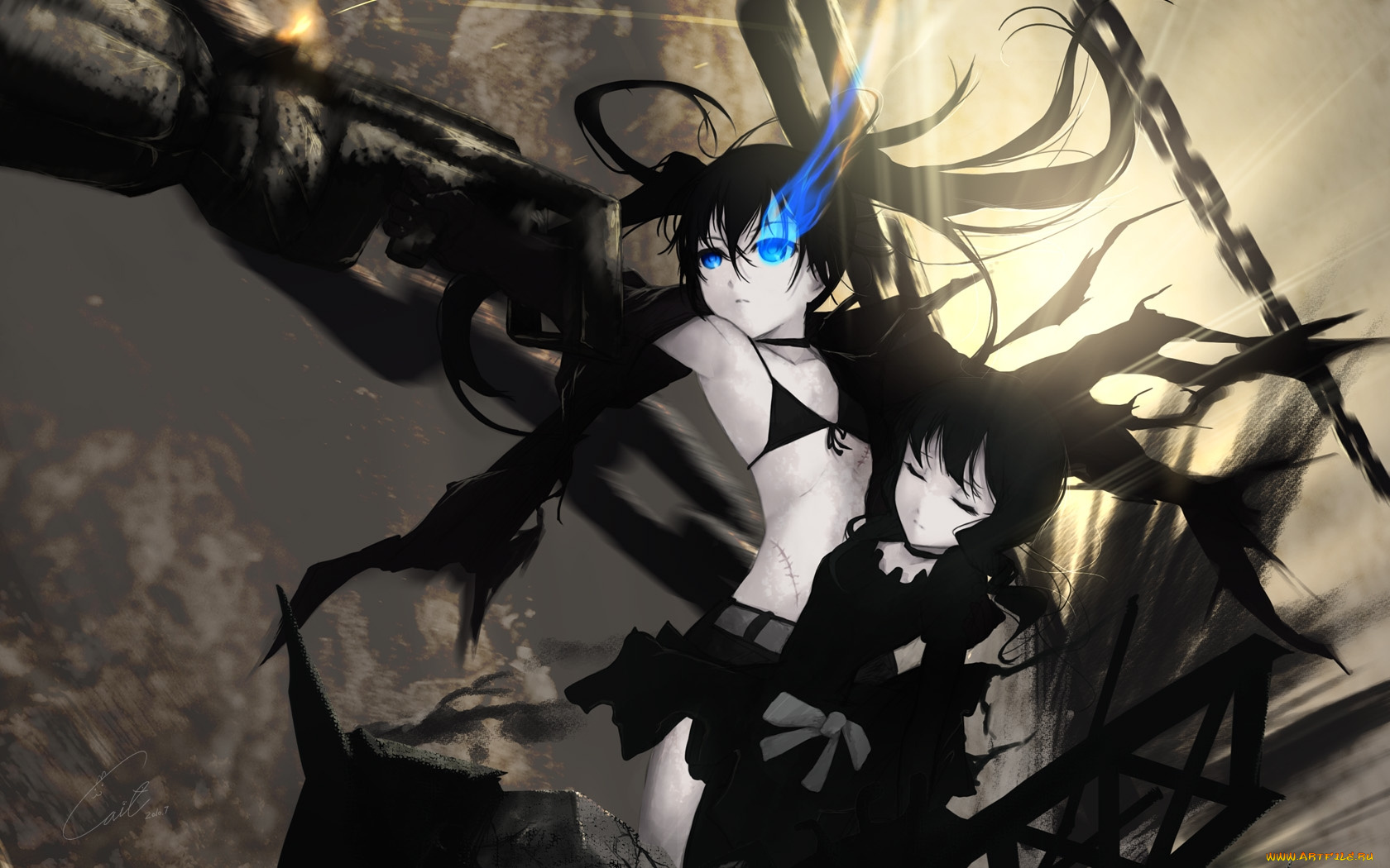 аниме, black, rock, shooter