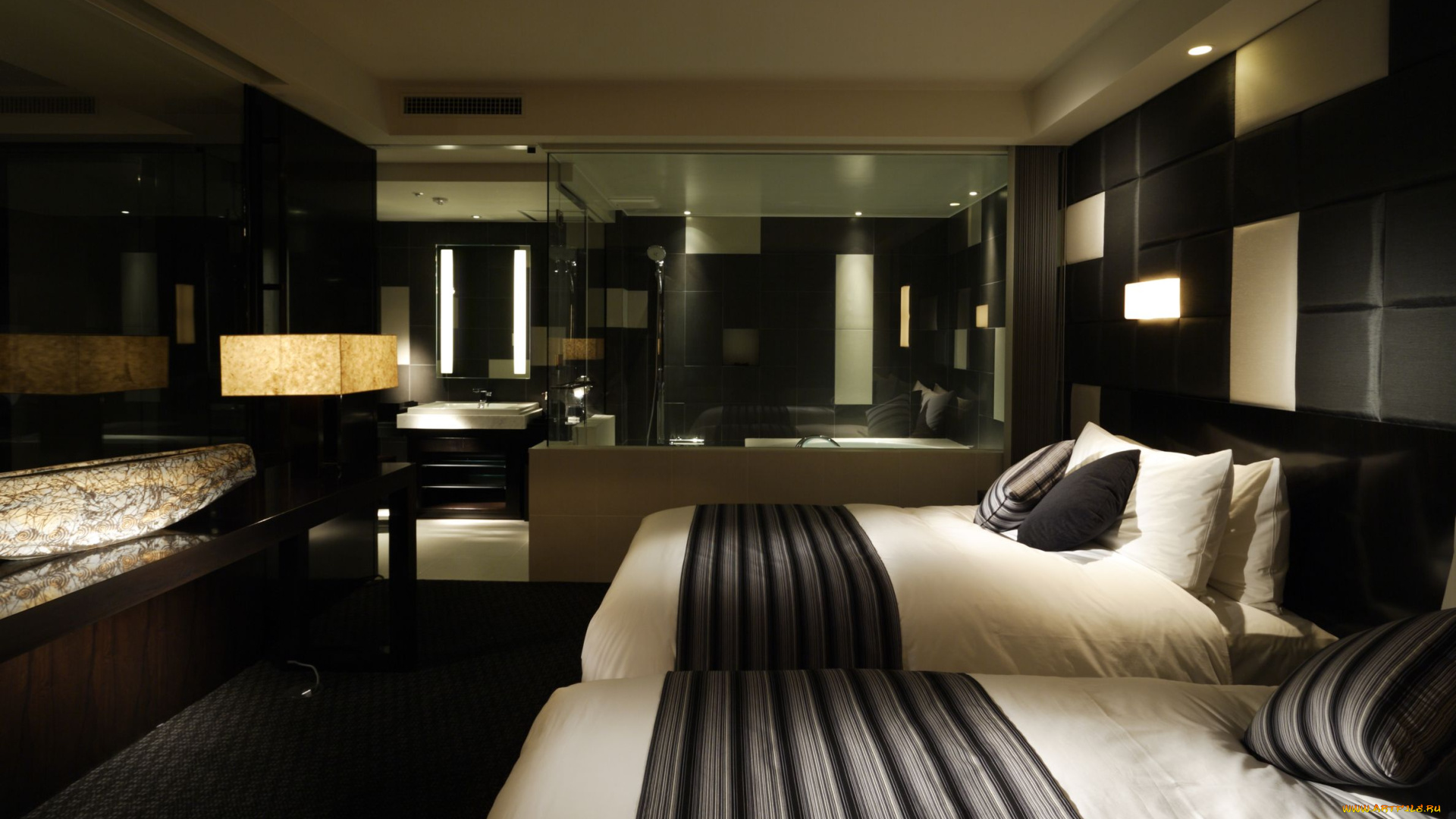 интерьер, спальня, подушка, кровать