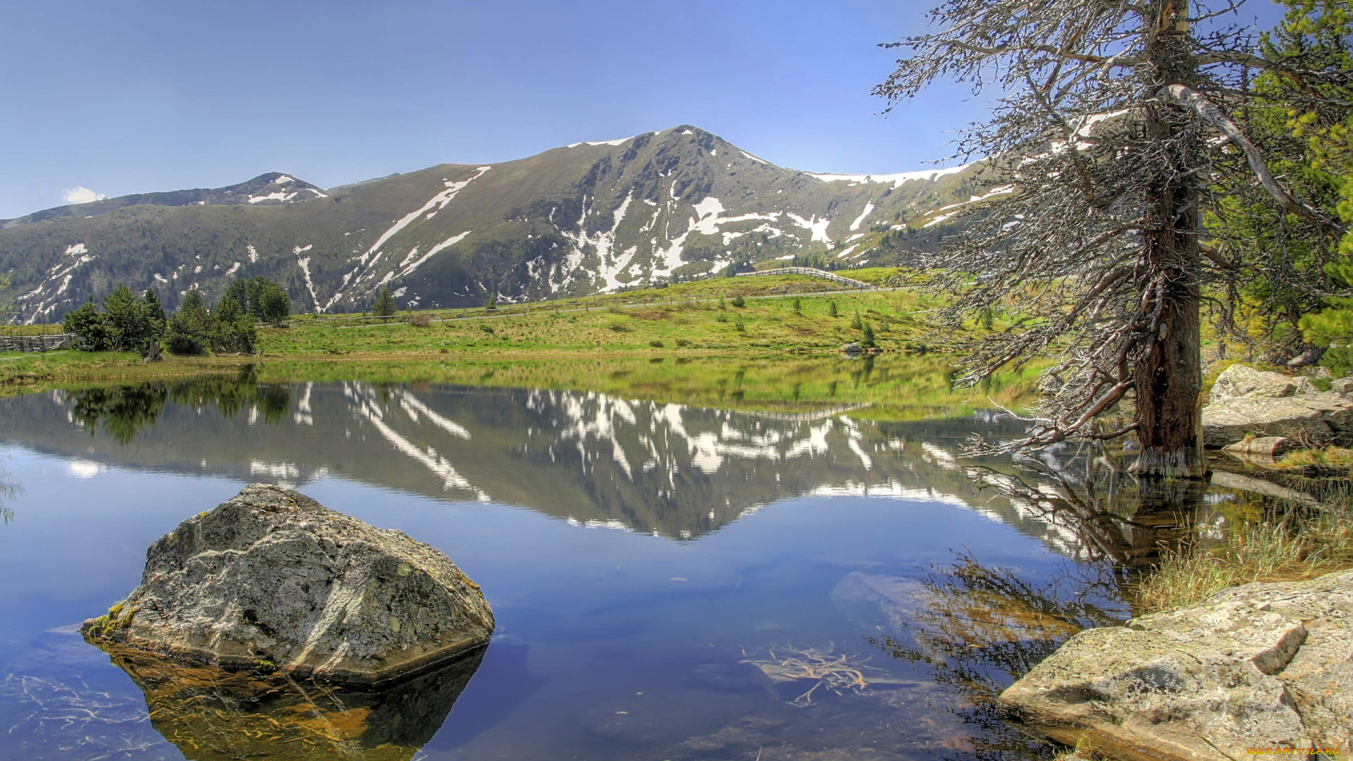 природа, реки, озера, камни, озеро, горы, деревья