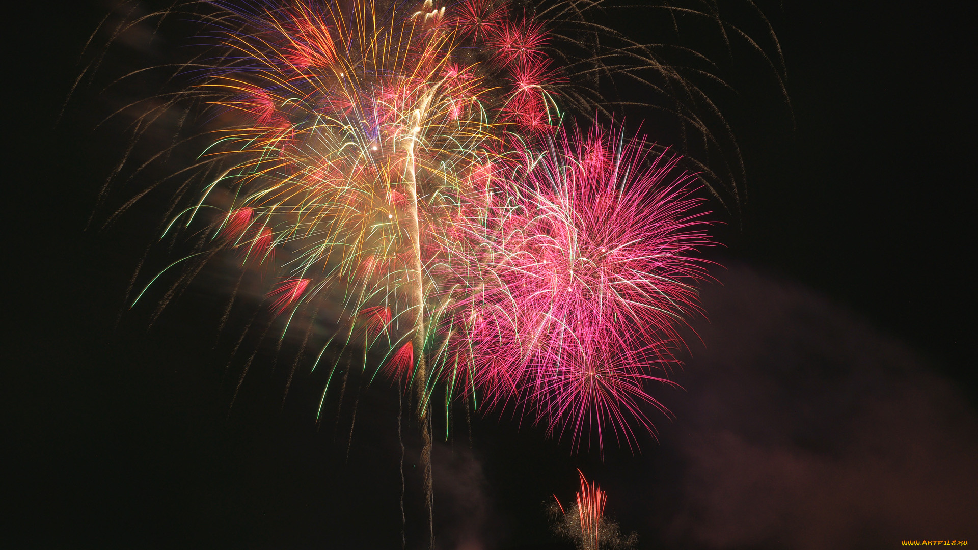 разное, салюты, фейерверки, ночь, салют
