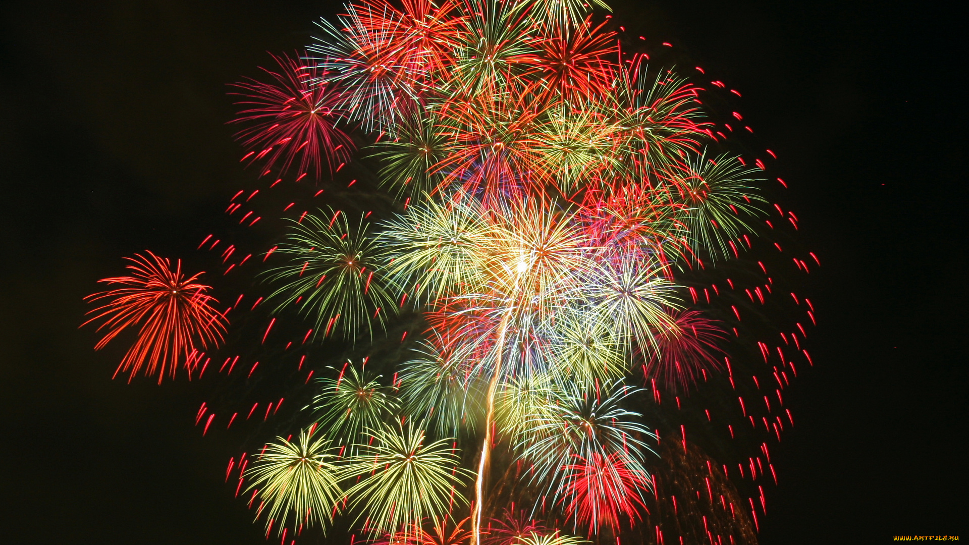 разное, салюты, фейерверки, ночь, салют