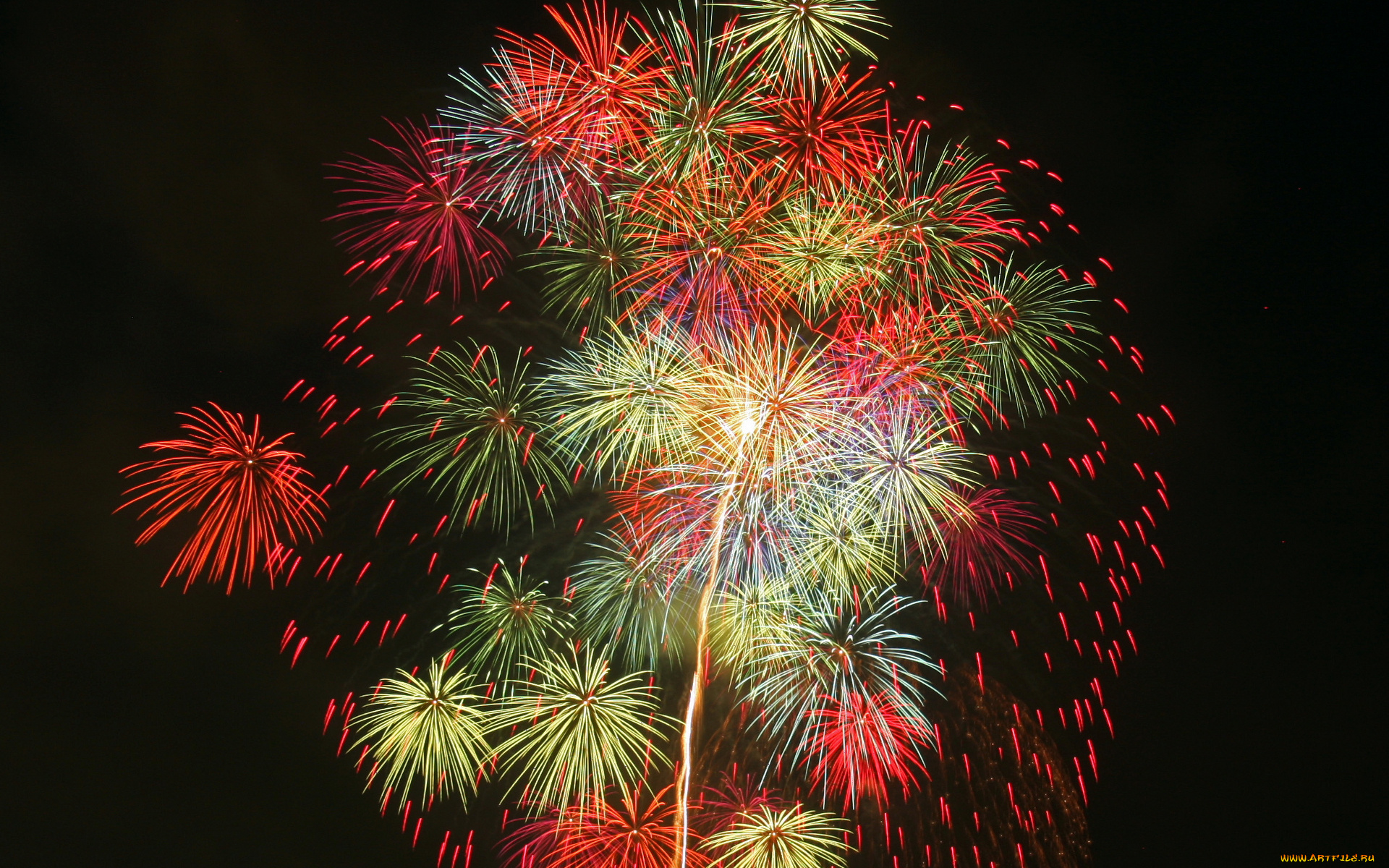 разное, салюты, фейерверки, ночь, салют
