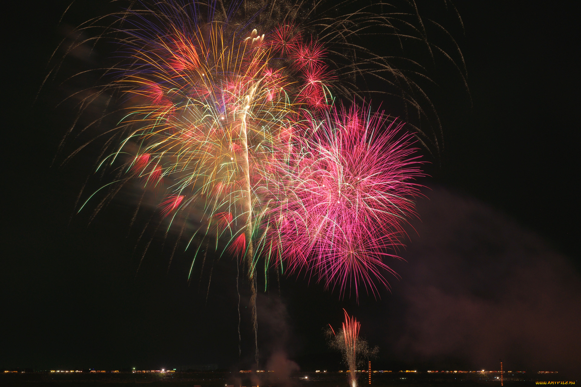 разное, салюты, фейерверки, ночь, салют
