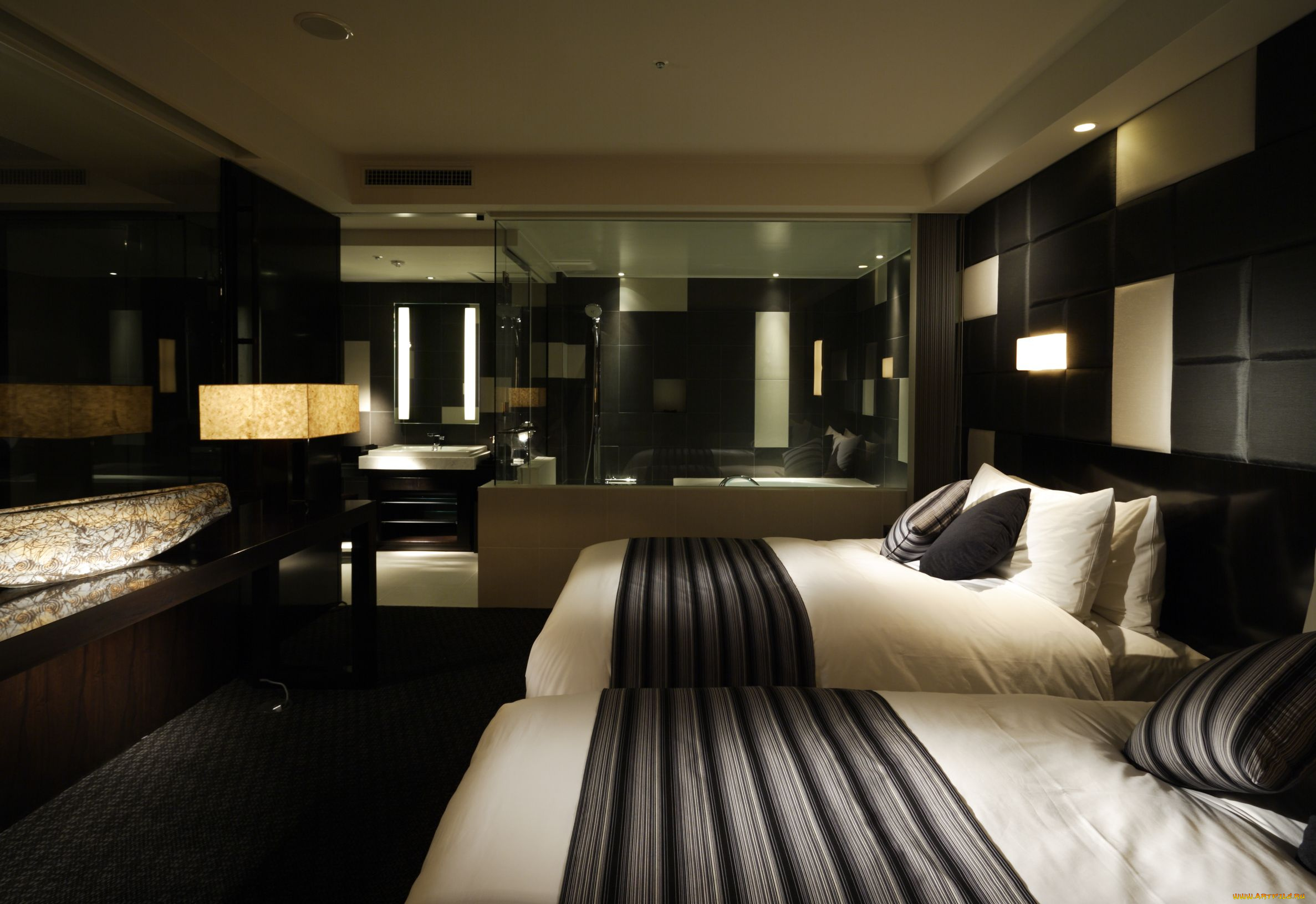 интерьер, спальня, подушка, кровать