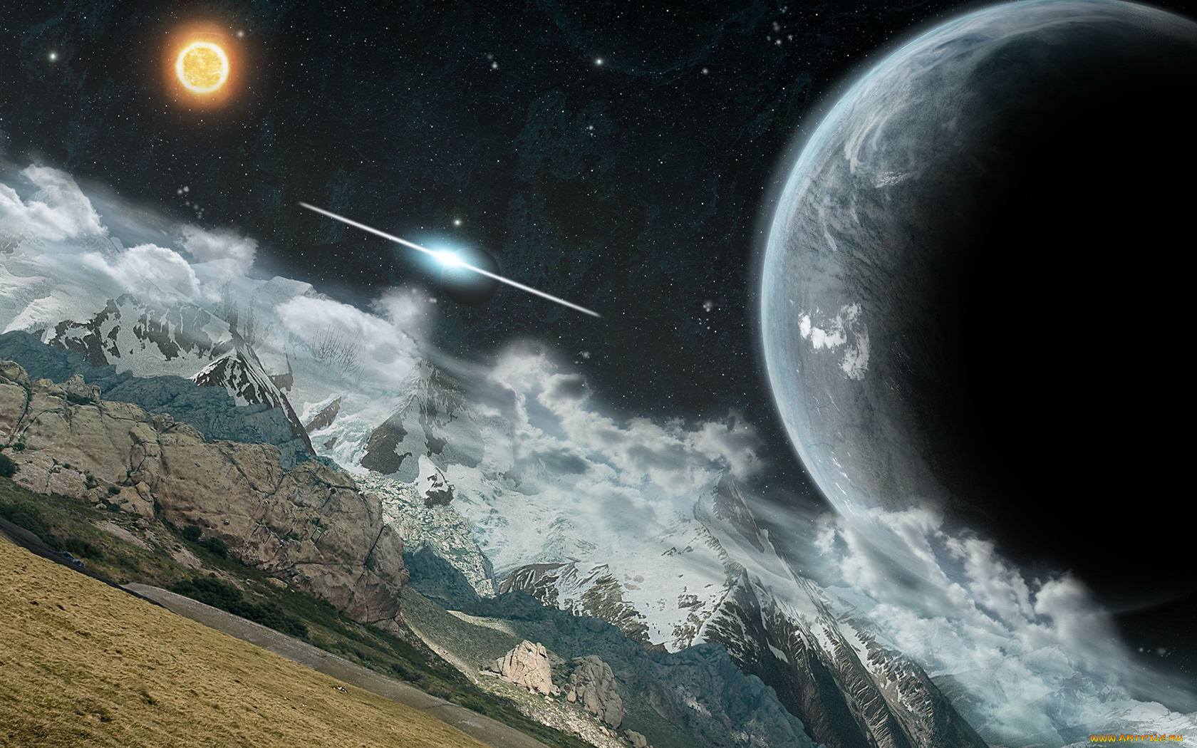 разное, компьютерный, дизайн, горы, планеты