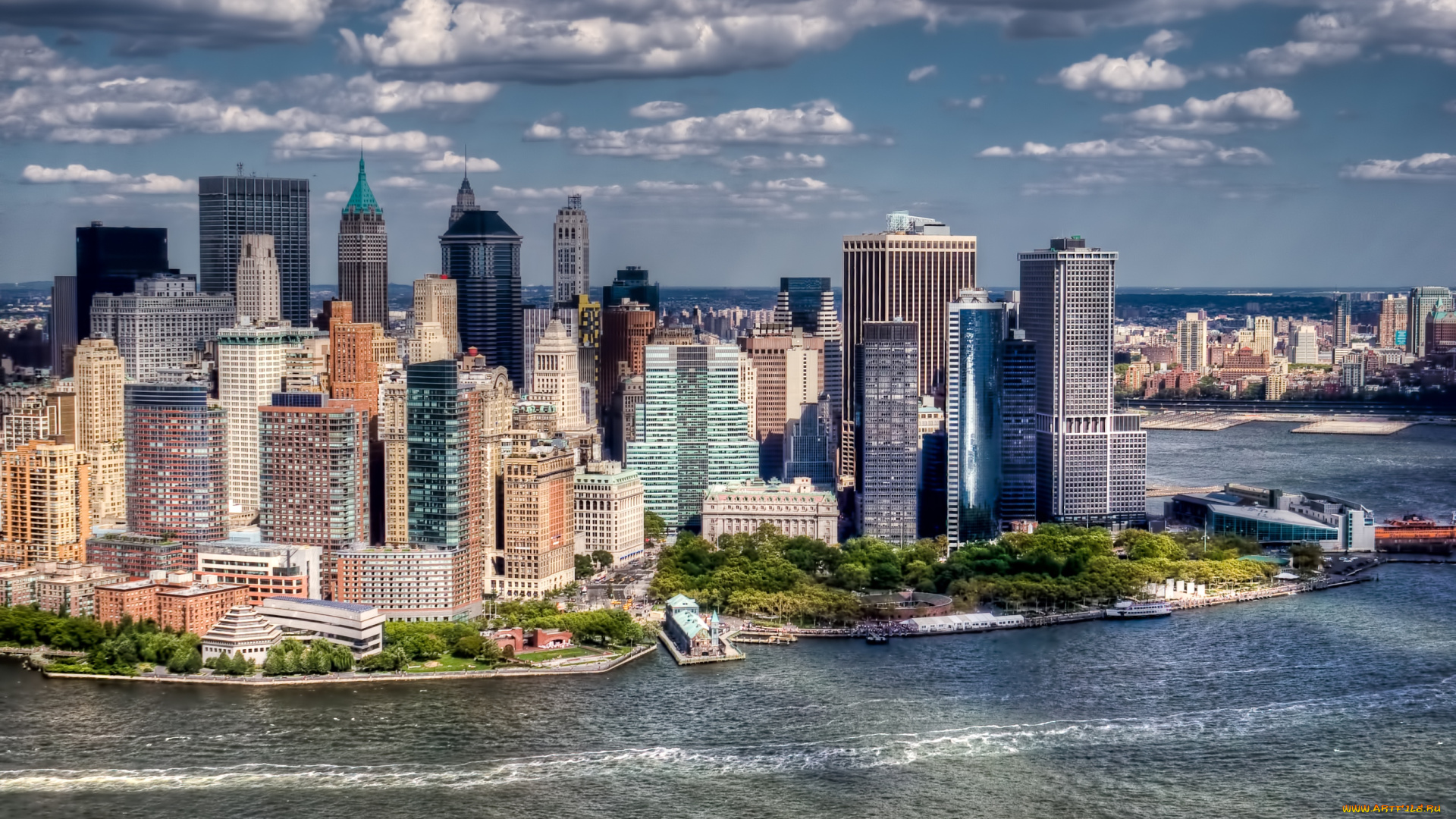 города, нью, йорк, сша, небоскребы, вода, манхэттен