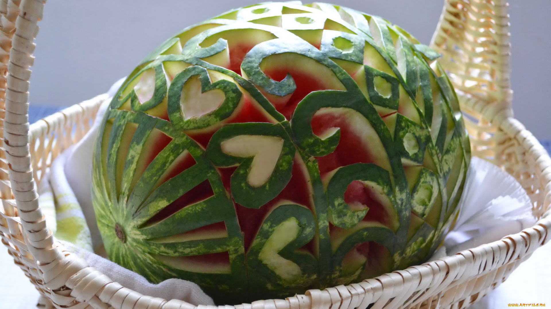 еда, арбуз, корзина