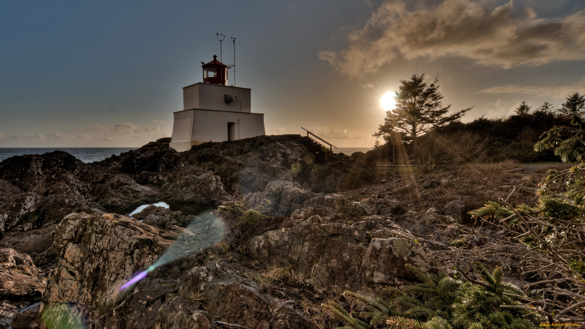 остров, ванкувер, канада, природа, маяки, побережье, луна, маяк