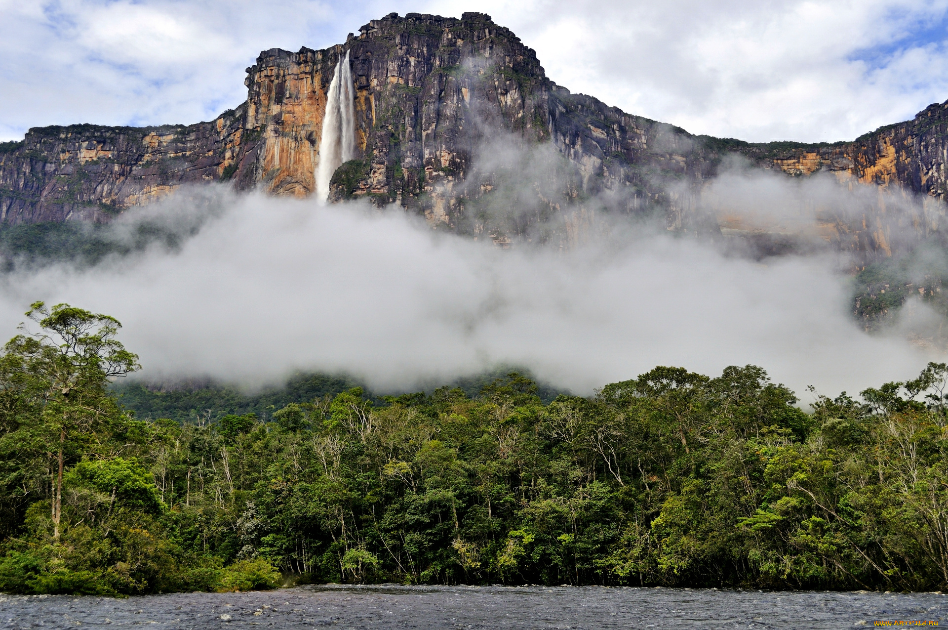 salto, angel, природа, горы, высочайший, в, мире, ангел, водопад, обрыв, джунгли