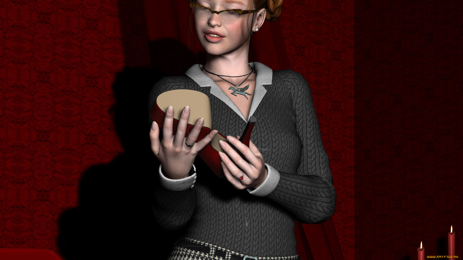 3д, графика, люди, , people, коса, очки, девушка, взгляд