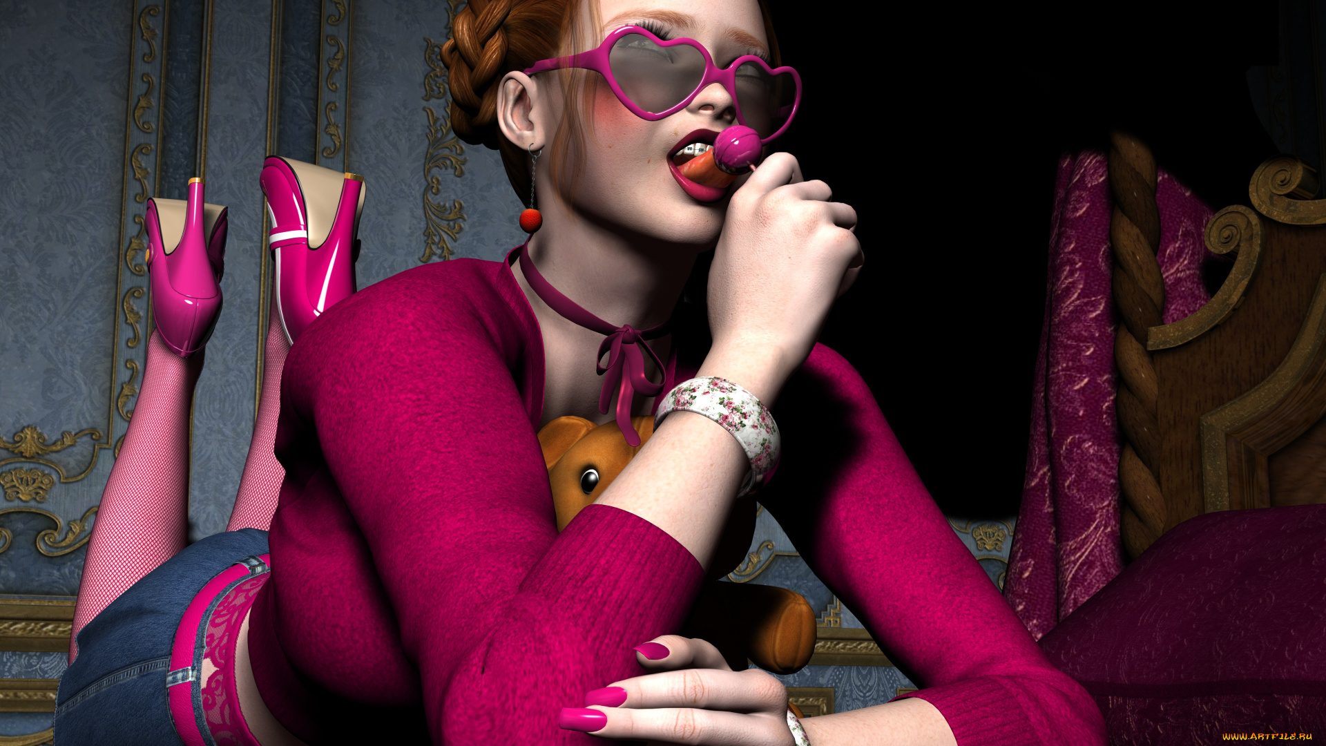 3д, графика, люди, , people, очки, взгляд, девушка