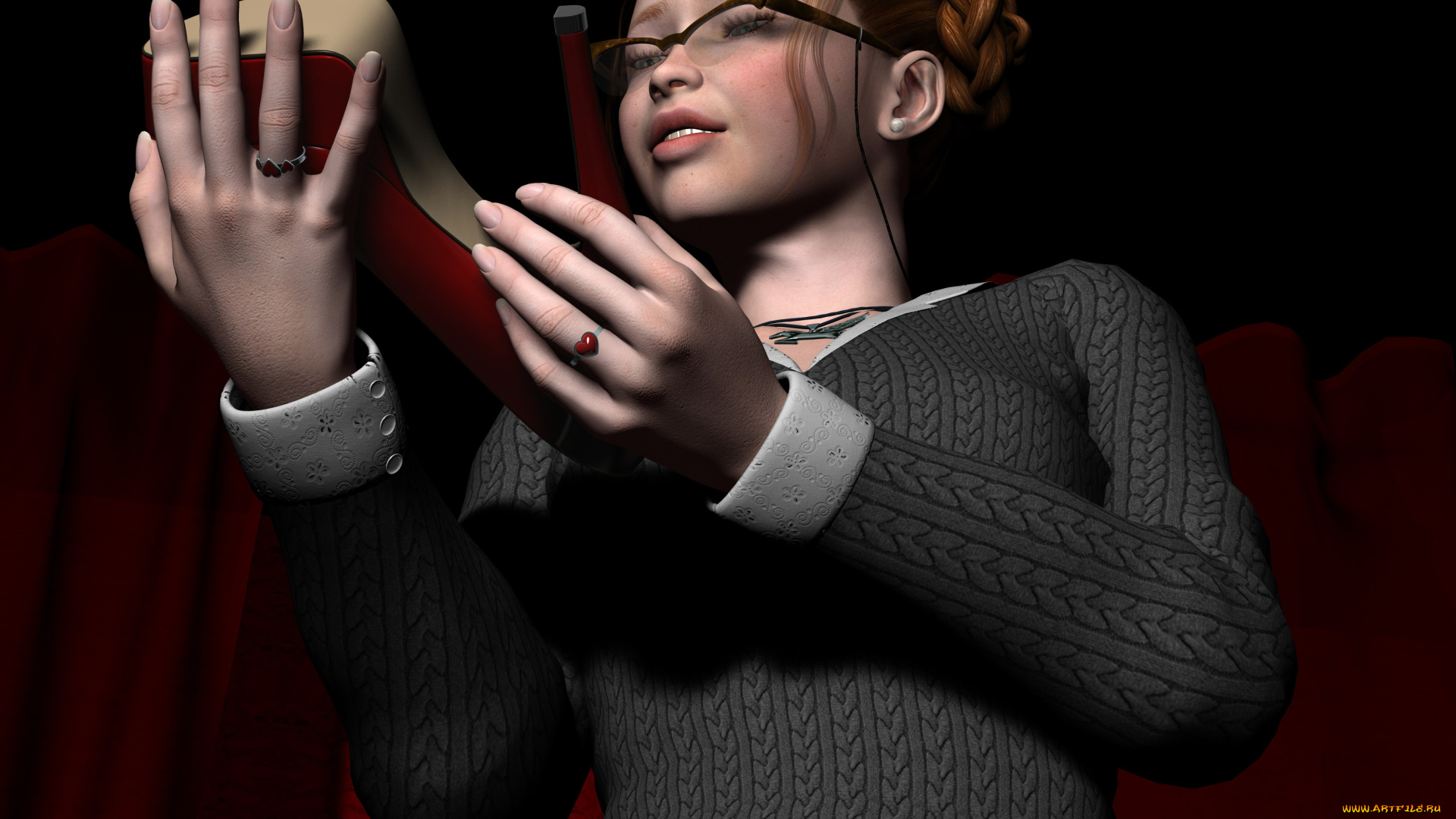 3д, графика, люди, , people, очки, взгляд, девушка