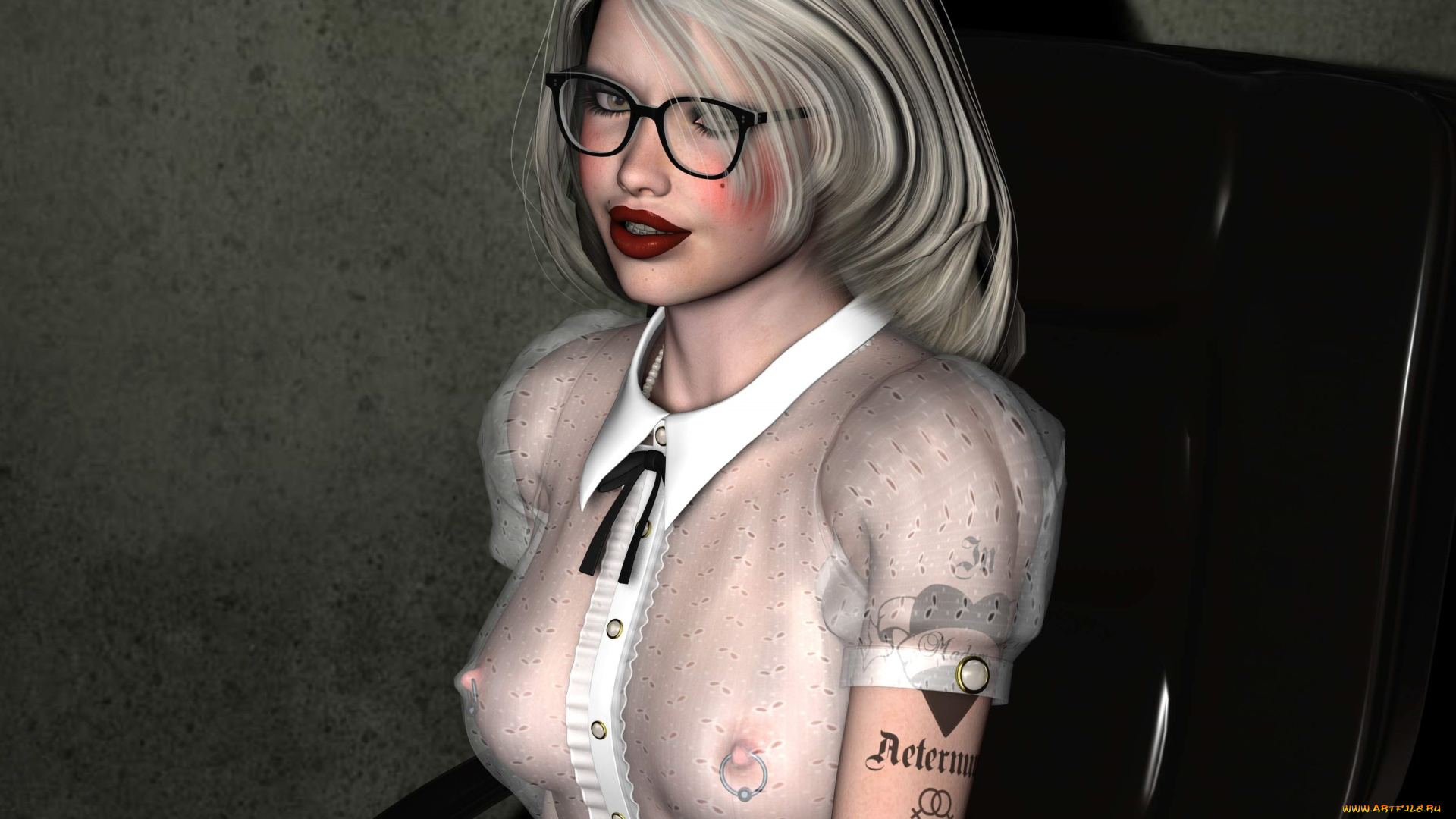 3д, графика, люди, , people, тату, фон, очки, блондинка, взгляд, девушка