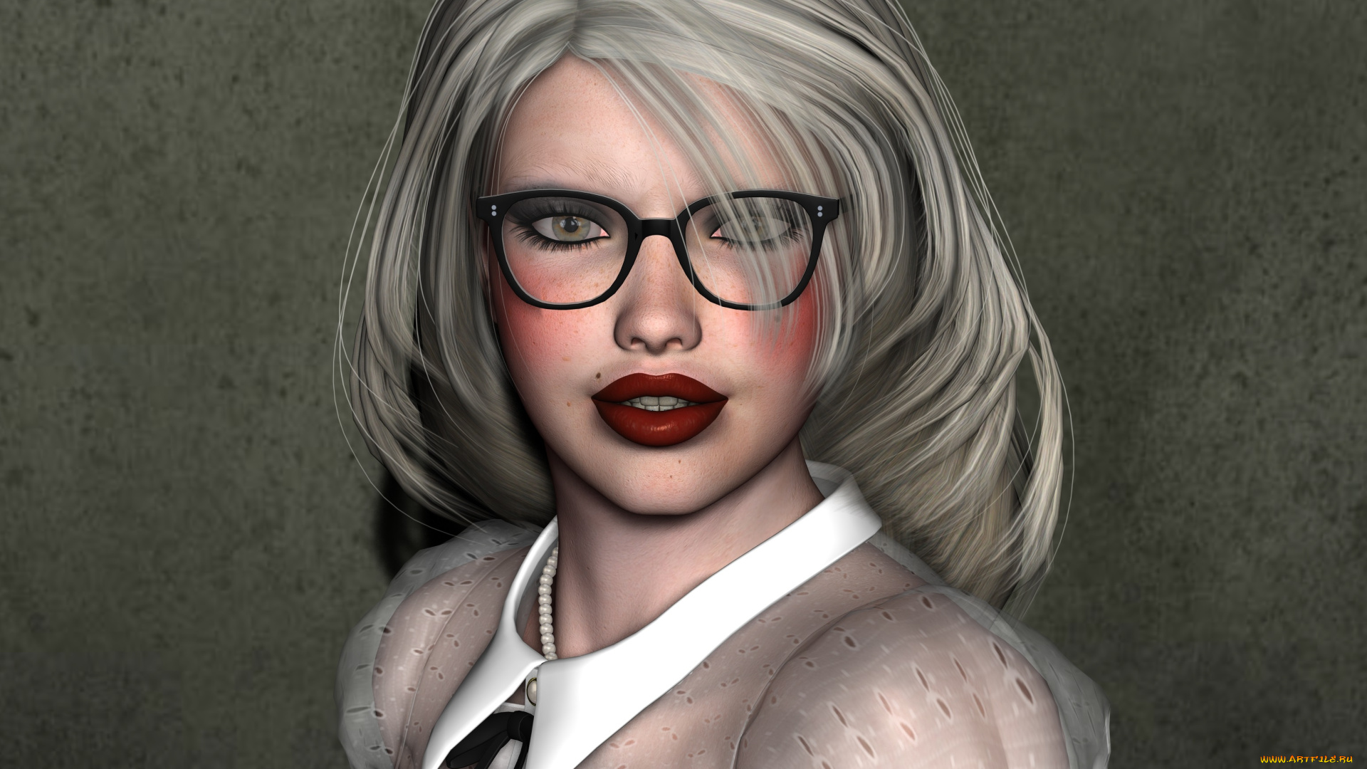 3д, графика, люди, , people, взгляд, девушка, фон, очки, блондинка, тату