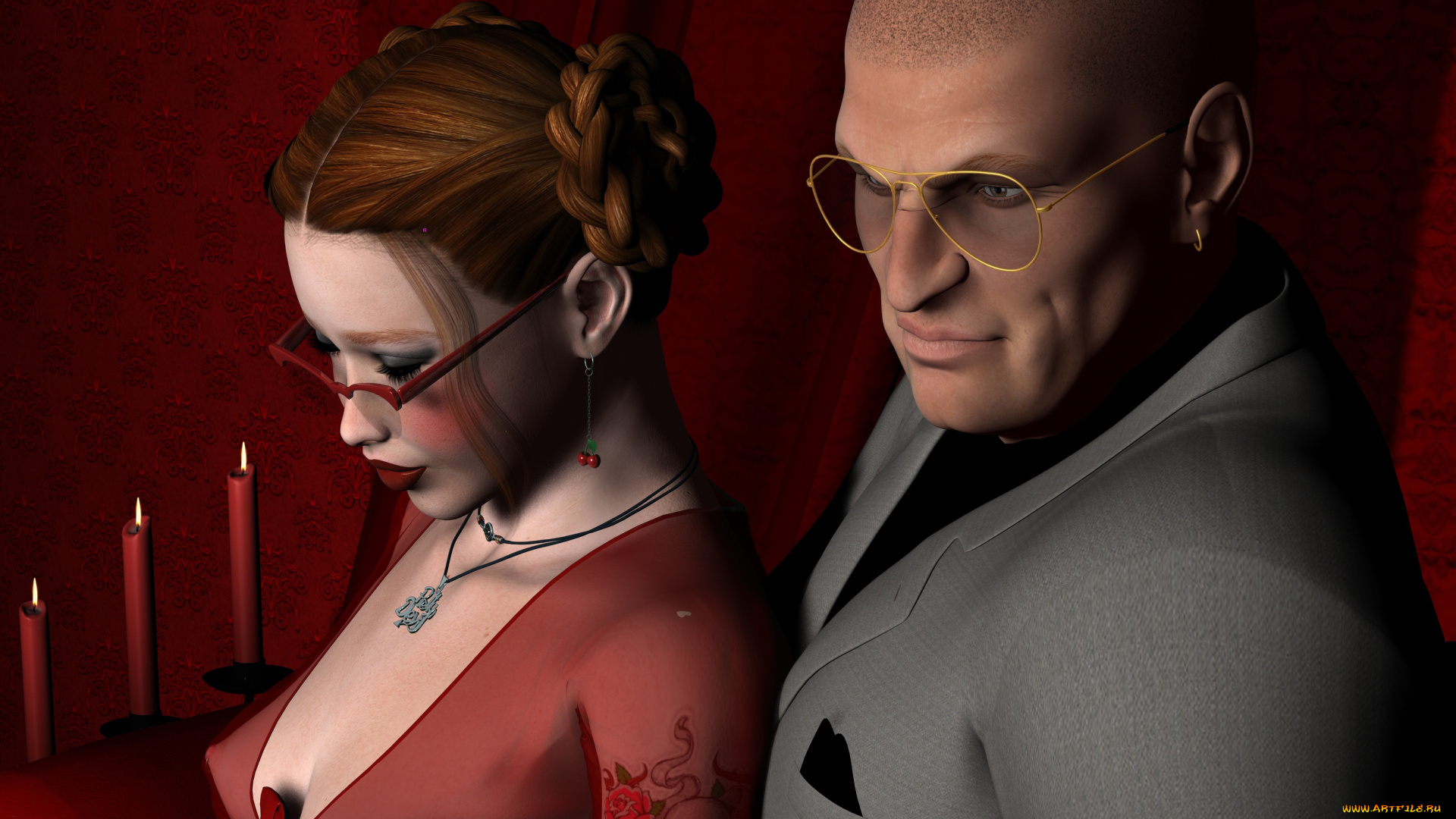 devotion, 3д, графика, люди, , people, взгляд, очки, девушка, мужчина