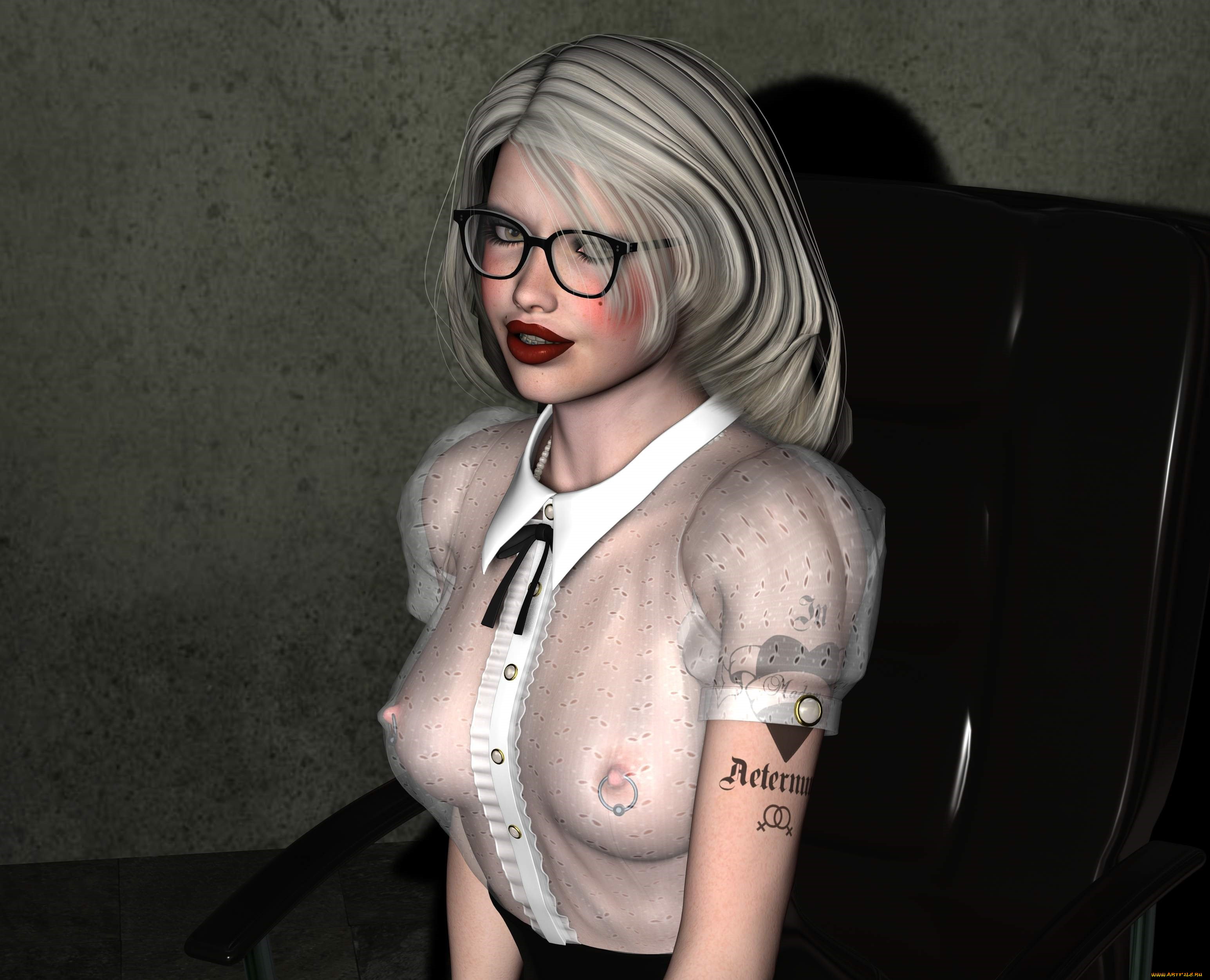 3д, графика, люди, , people, тату, фон, очки, блондинка, взгляд, девушка