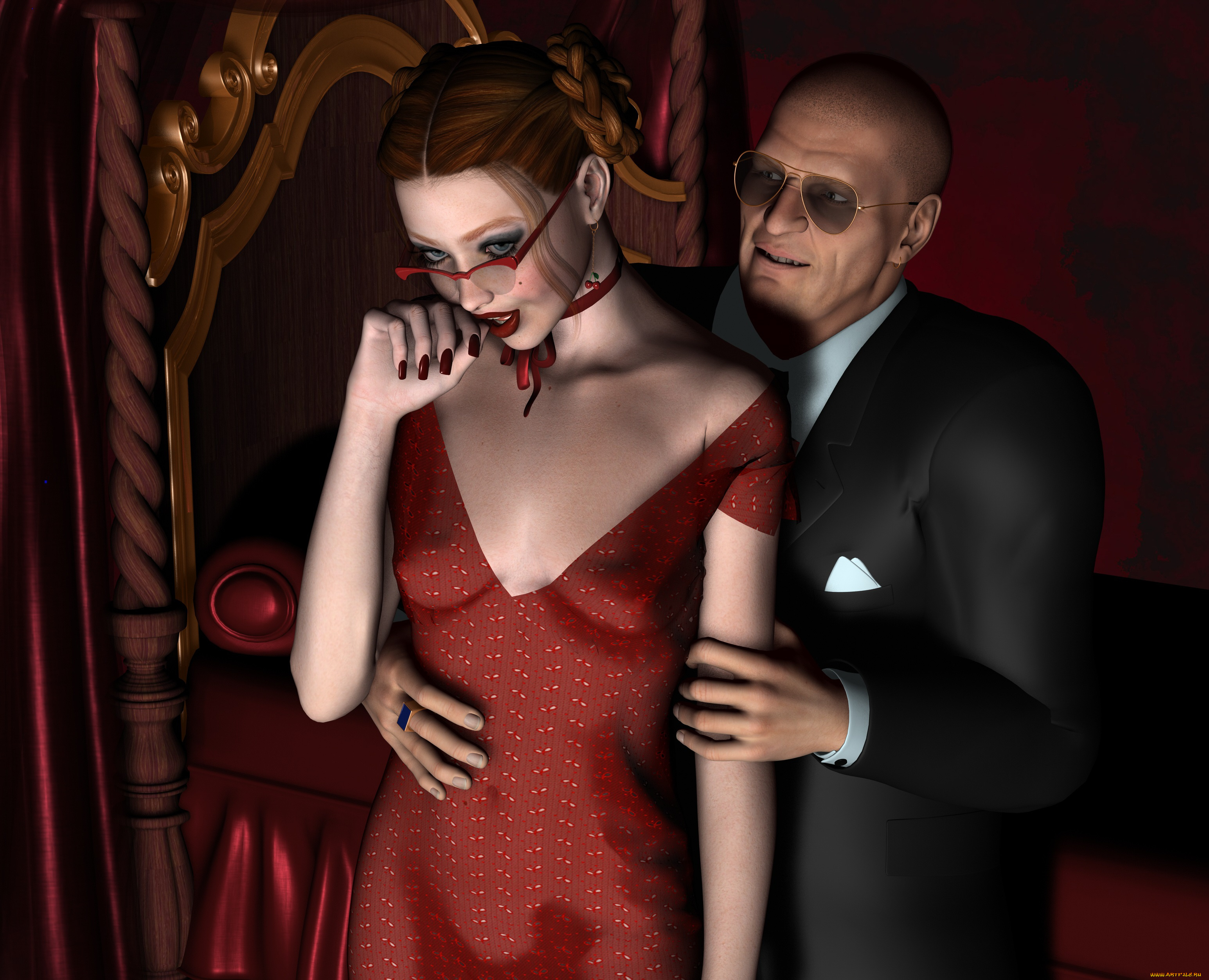 devotion, 3д, графика, люди, , people, очки, девушка, мужчина, взгляд