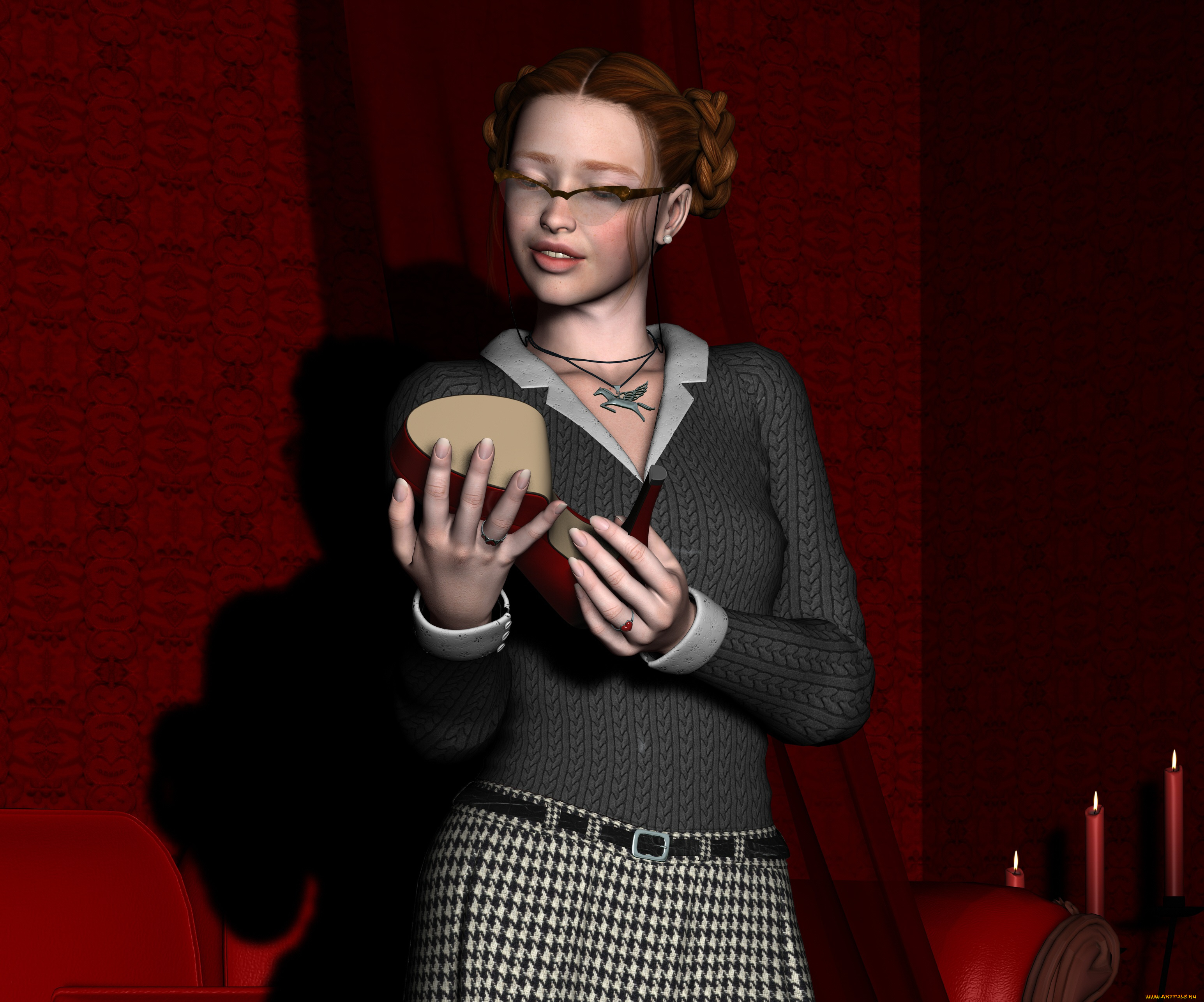 3д, графика, люди, , people, коса, очки, девушка, взгляд