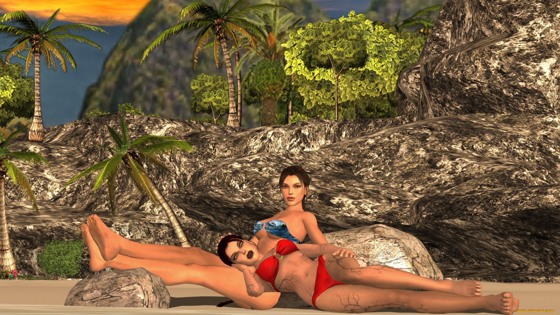 3д, графика, фантазия, , fantasy, фон, девушки, взгляд