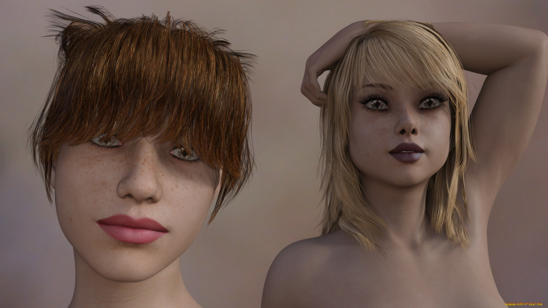 3д, графика, портрет, , portraits, фон, взгляд, девушки