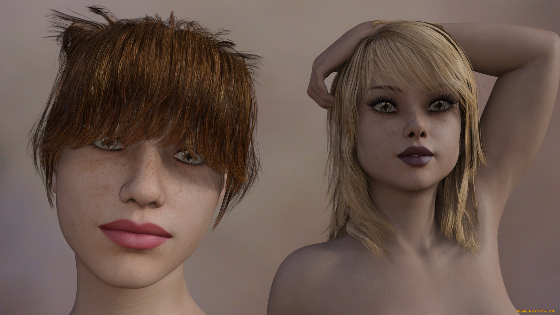 3д, графика, портрет, , portraits, фон, взгляд, девушки